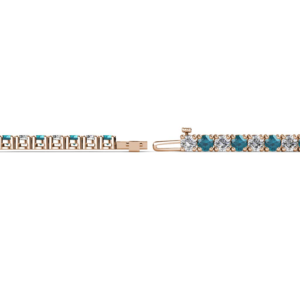 London Blue Topaz & Lab-Grown Diamond Women's Eternity Tennis Bracelet - 3.20ctw 14K Gold - Perfect for Weddings, Anniversaries & Special Occasions
