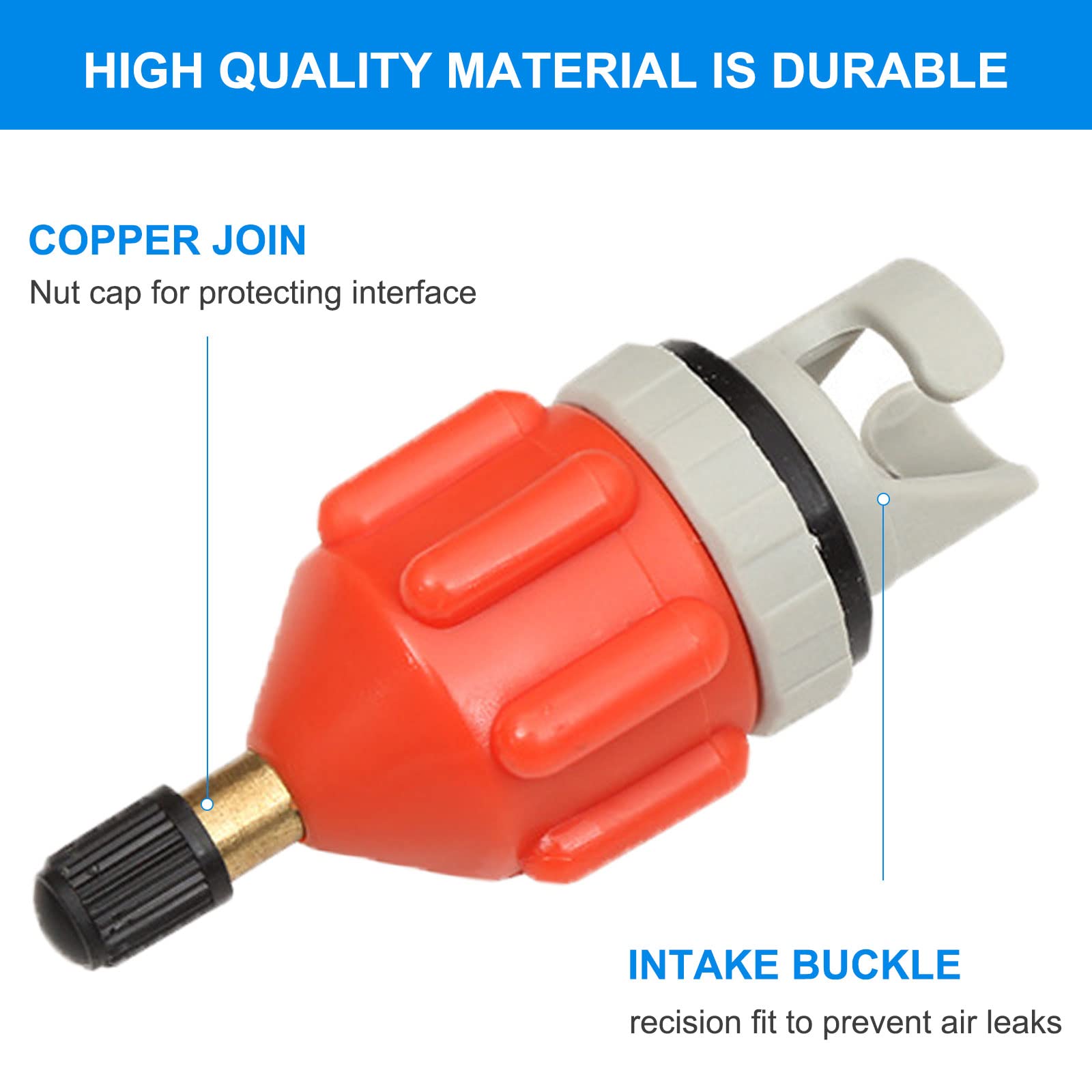 Inflatable Boat Pump Adapter SUP Pump Adapter with Air Valve Attachment - 2Pcs Orange - Compatible with Kayak, Paddleboard & Water Sports Accessories