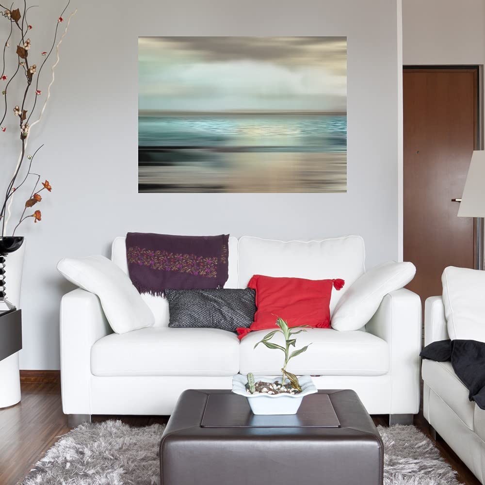 Shimmering Sea Fine Art Canvas Wall Decor - Hand Painted by Artist Nan - 32x24 Inches - Ready to Hang - Perfect for Living Room, Bedroom, Office & More - Coastal Home Decor for Beach Houses & Nautical Themed Spaces