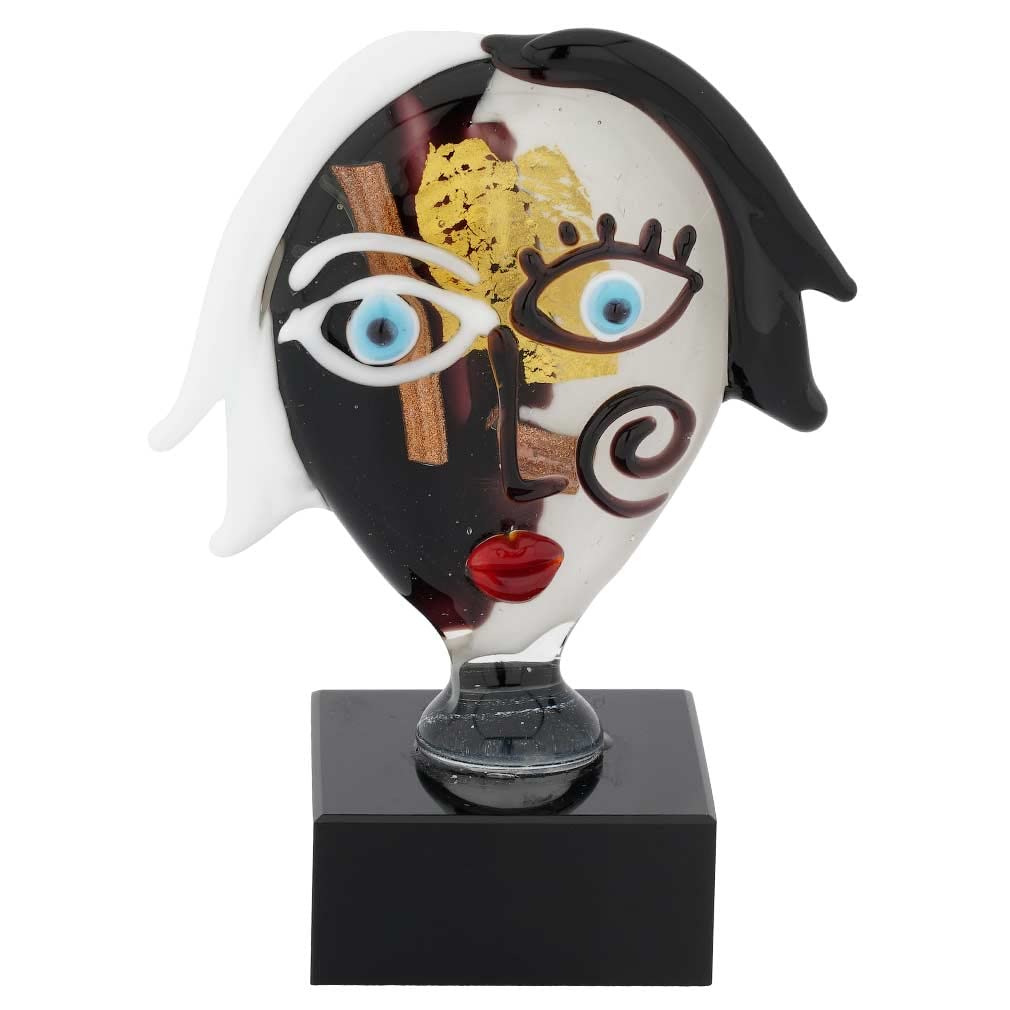 Authentic Murano Glass Picasso Woman Head Sculpture - Small Handmade Venetian Art for Home Decor & Gift