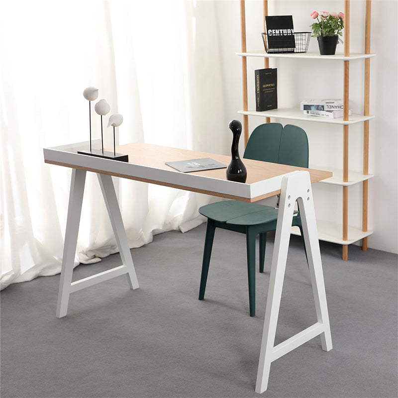 YARA Study Desk 118cm White & Natural - Modern Writing Desk for Home Office, Student Study & Small Space Workstation