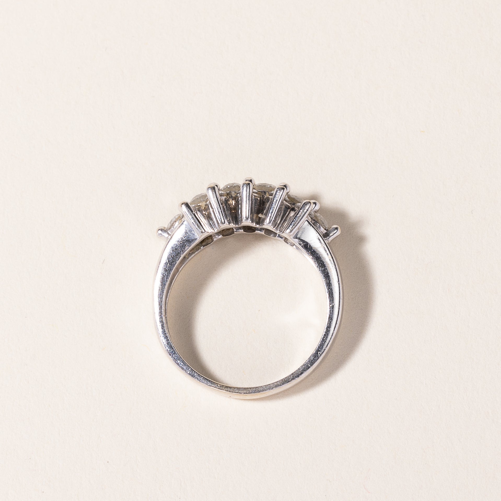 14K White Gold Triple Row Diamond Ring - 0.90ctw Total Weight - Size 6.25 - Elegant Wedding Band, Anniversary Gift for Her, Perfect for Engagement, Bridal Jewelry & Special Occasions