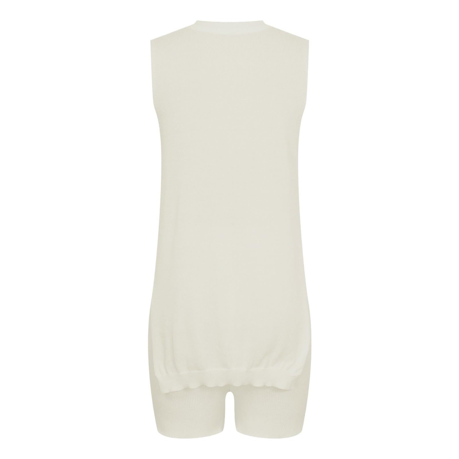 Women's 2 Piece Lounge Set - Sleeveless Knit Pullover Top & Soft Shorts Comfy Outfit for Vacation, Travel, Yoga & Home Relaxation