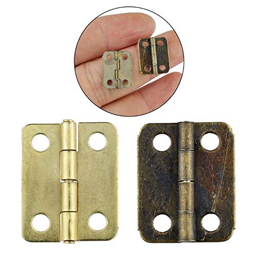 50pcs 16x13mm Antique Bronze/Gold Cabinet Hinges - Mini Hinges for Jewelry Box, Cupboard, Cabinet, DIY Furniture Projects - Perfect for Home Decor & Crafting