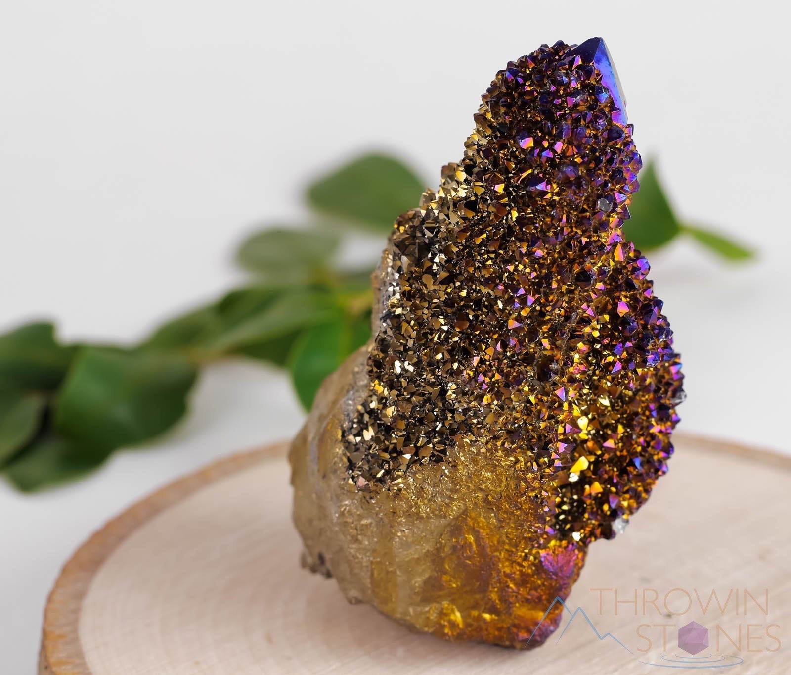 Rainbow Aura Quartz Crystal Cluster - Titanium Gold Coated Spirit Quartz for Meditation, Healing & Home Decor | Metaphysical Crystal Gift R0396 | Perfect for Yoga Spaces, Altars & Energy Healing