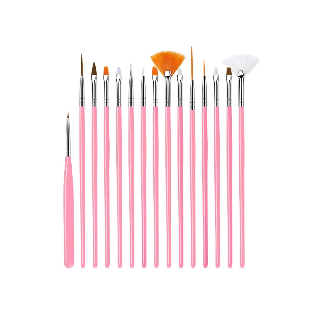 Professional 15Pcs Nail Brush Set for Manicure, Gel Nail Art & Acrylic Liquid Powder - Perfect for Salon, Home DIY & Nail Carving (Color: B)