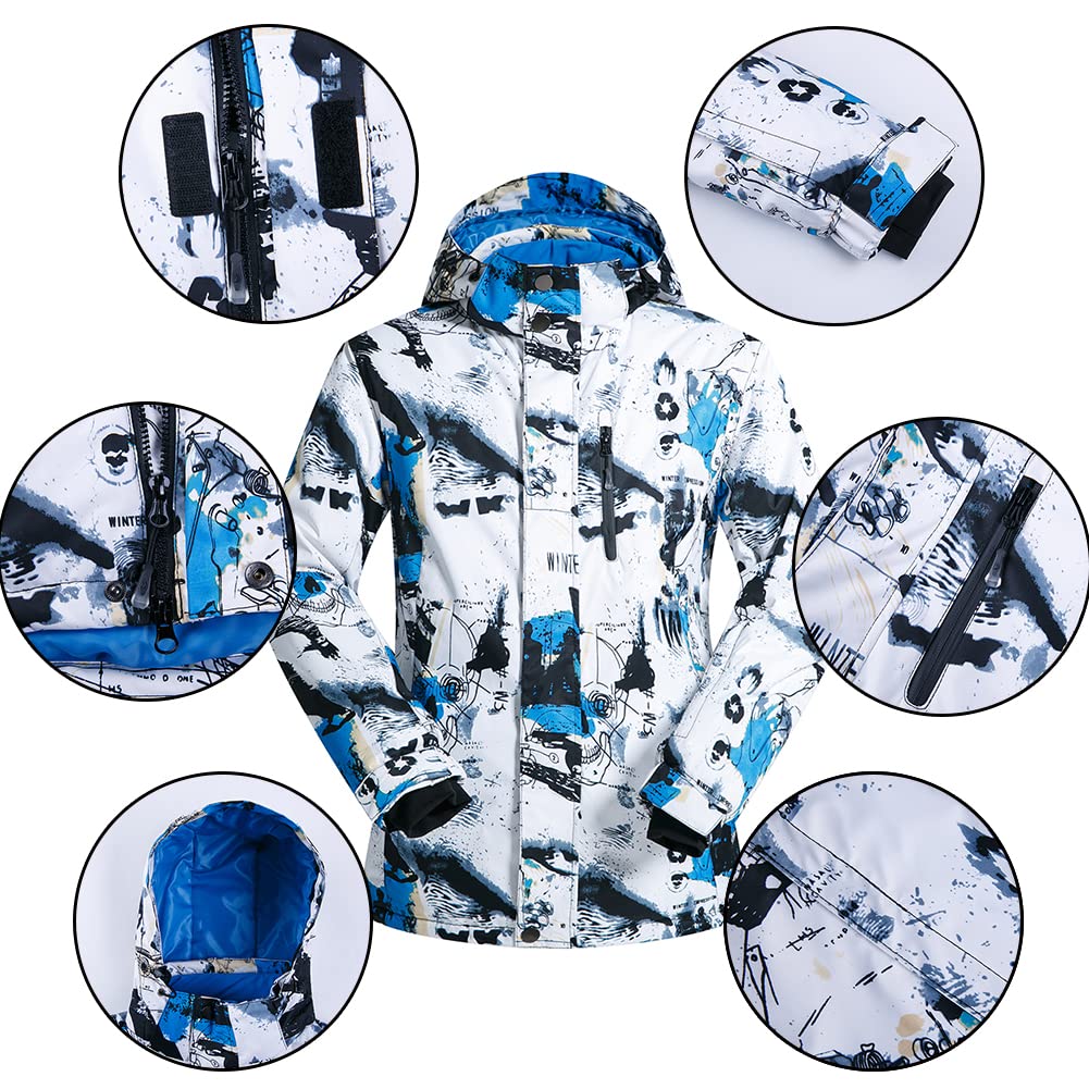 Men's Waterproof Windproof Ski Jacket & Pants Set - Winter Snowboarding Suit with Hood for Cold Weather | Perfect for Skiing, Snowboarding & Outdoor Winter Sports