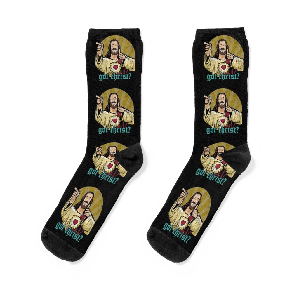 Buddy Christ Crew Socks for Men & Women - Funny Religious Gift for Birthday, Christmas, Father's Day - Perfect for Holiday Gifting & Christian Humor Lovers