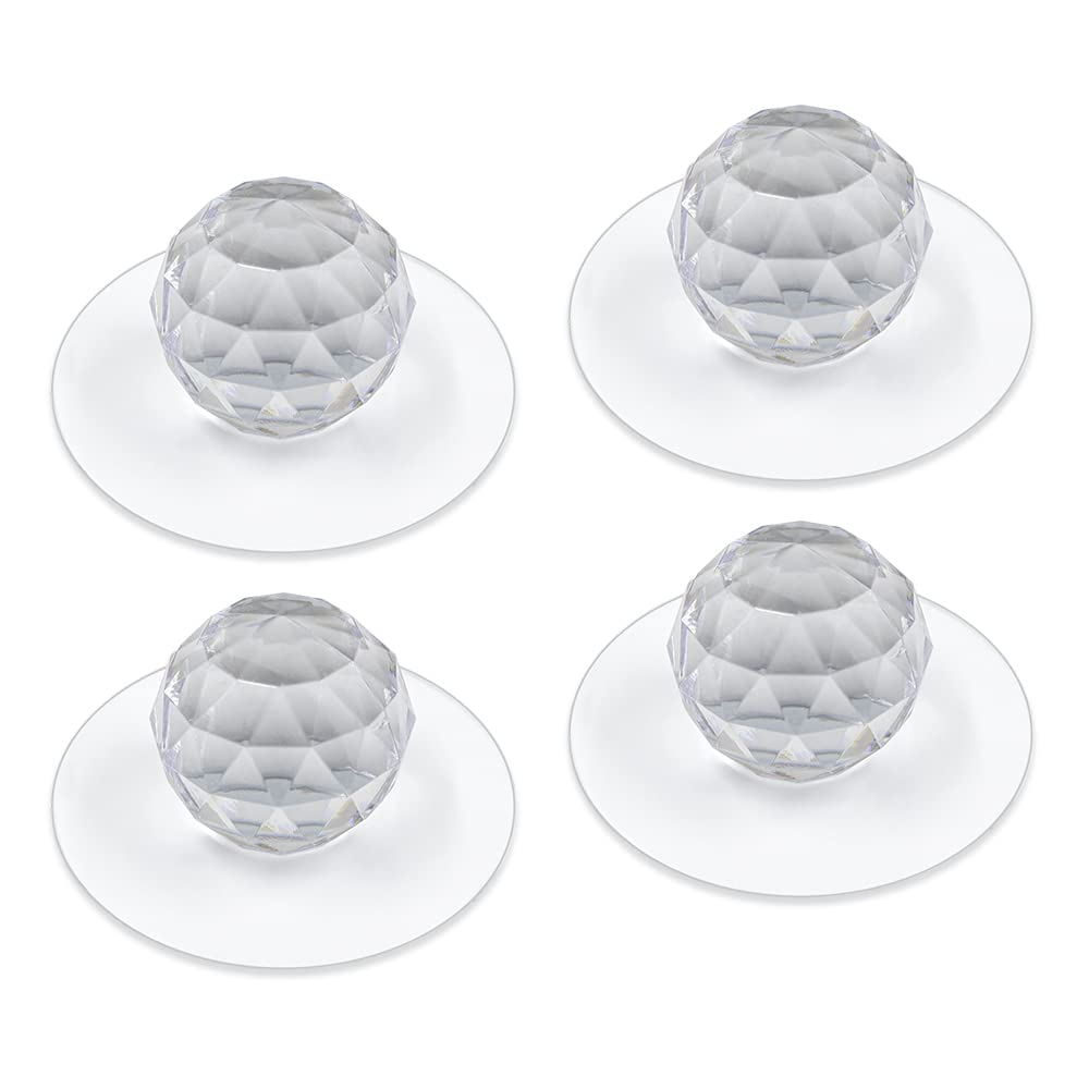 4 Pcs Clear Acrylic Knobs - No Drill Self-Adhesive for Drawers & Cabinets - 1.1 Inch - Perfect for Wardrobe & Bookcase