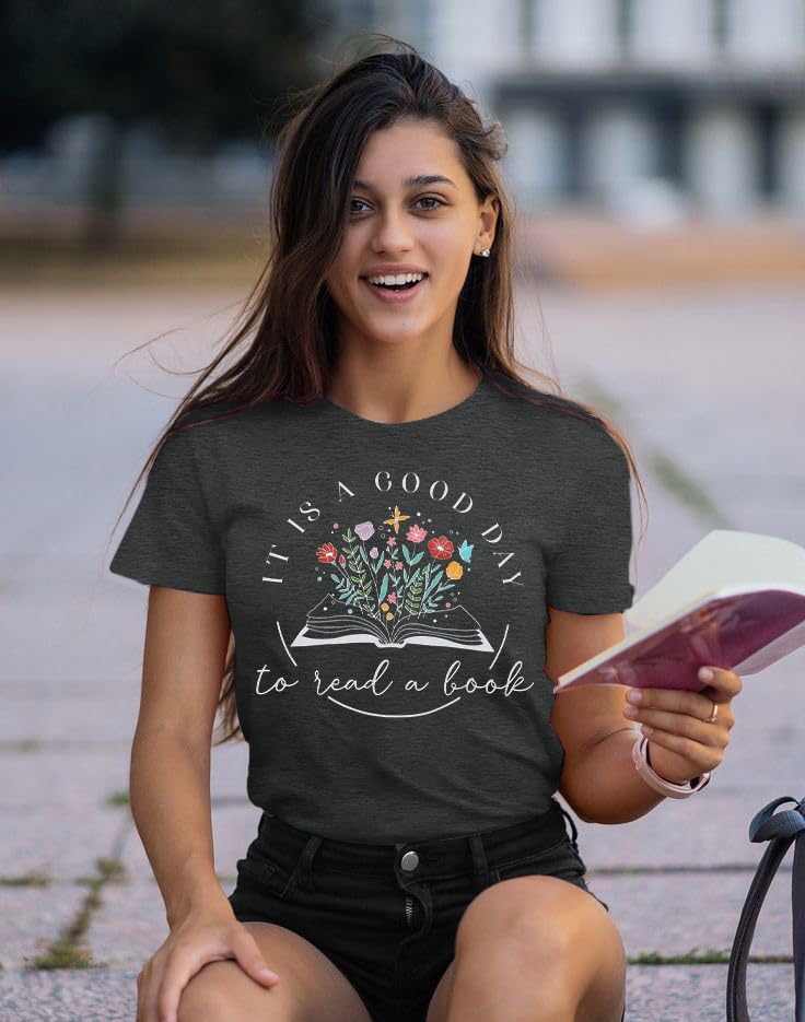 Women's Book Lover Graphic T-Shirt - Teacher Apparel & Reading Enthusiast Tee - Casual Short Sleeve Top for Book Clubs, Library Visits & Everyday Wear