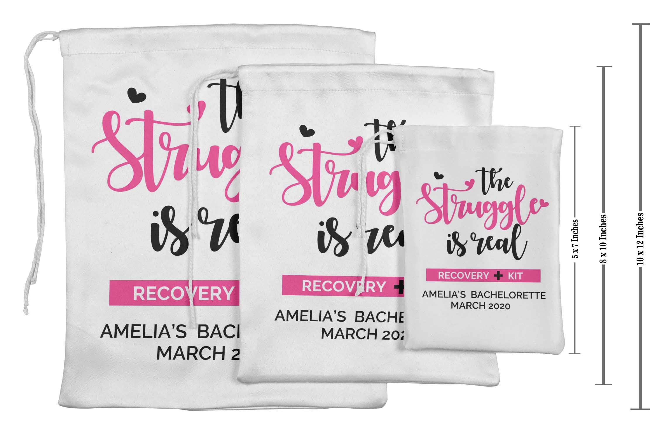 Custom White Recovery Kit Bachelorette Party Favors - 15-Piece Gift Pouches for Bridal Shower, Girls Night & Wedding Souvenirs | Perfect for Hangover Care & Party Giveaways