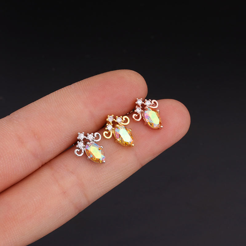 20G Celestial Two Hole Upper Lobe Piercing Earrings - Sparkling Star Studs for Cartilage & Helix - Perfect for Daily Wear & Special Occasions