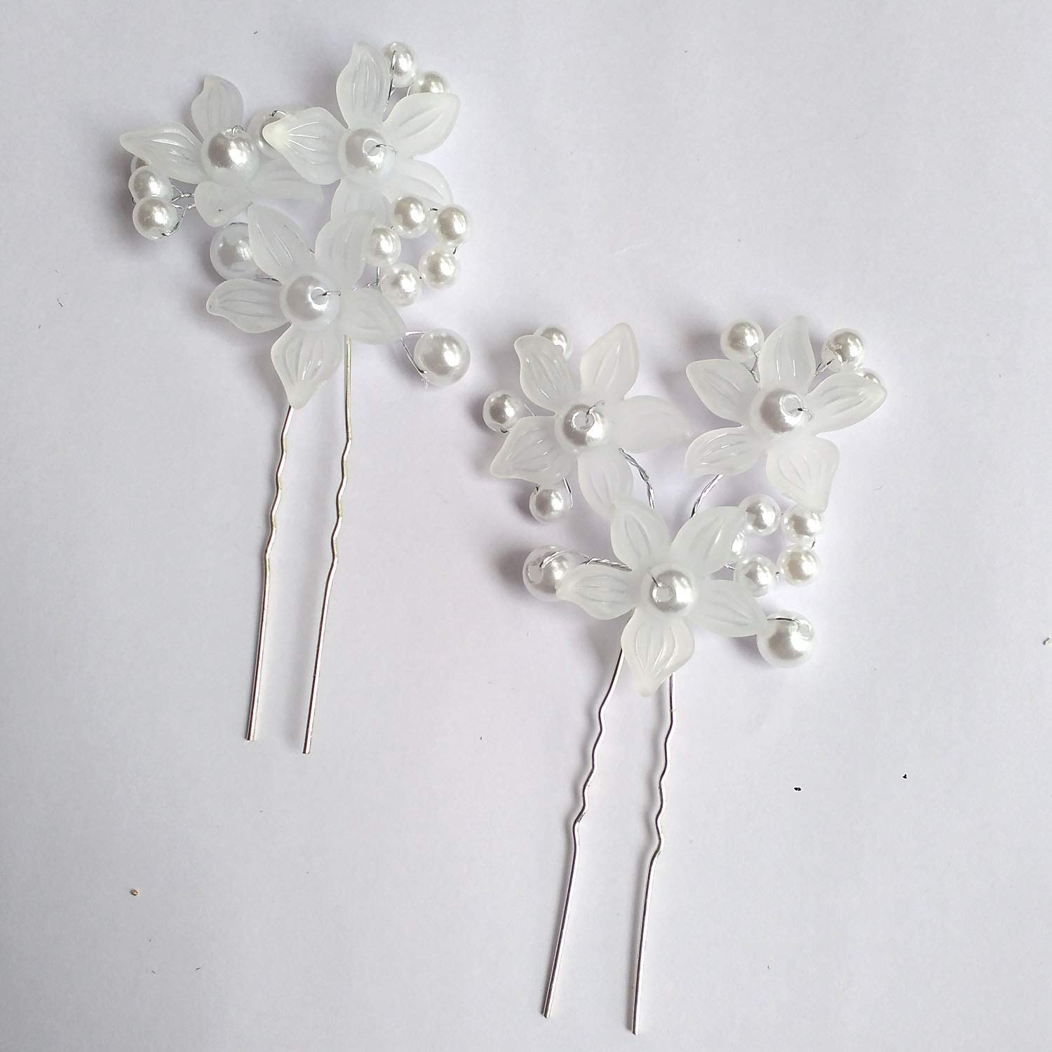 Elegant White Metal Pearl Bridal Hair Jewelry Pins for Women - Pack of 2 | Perfect for Weddings, Prom, and Formal Events