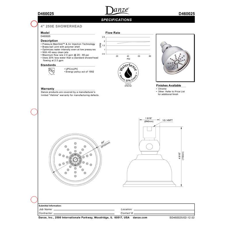Danze Brushed Nickel Bell Shaped Spoke Pattern Traditional Shower Head 2GPM - Perfect for Bathroom Renovation & Spa-Like Shower Experience