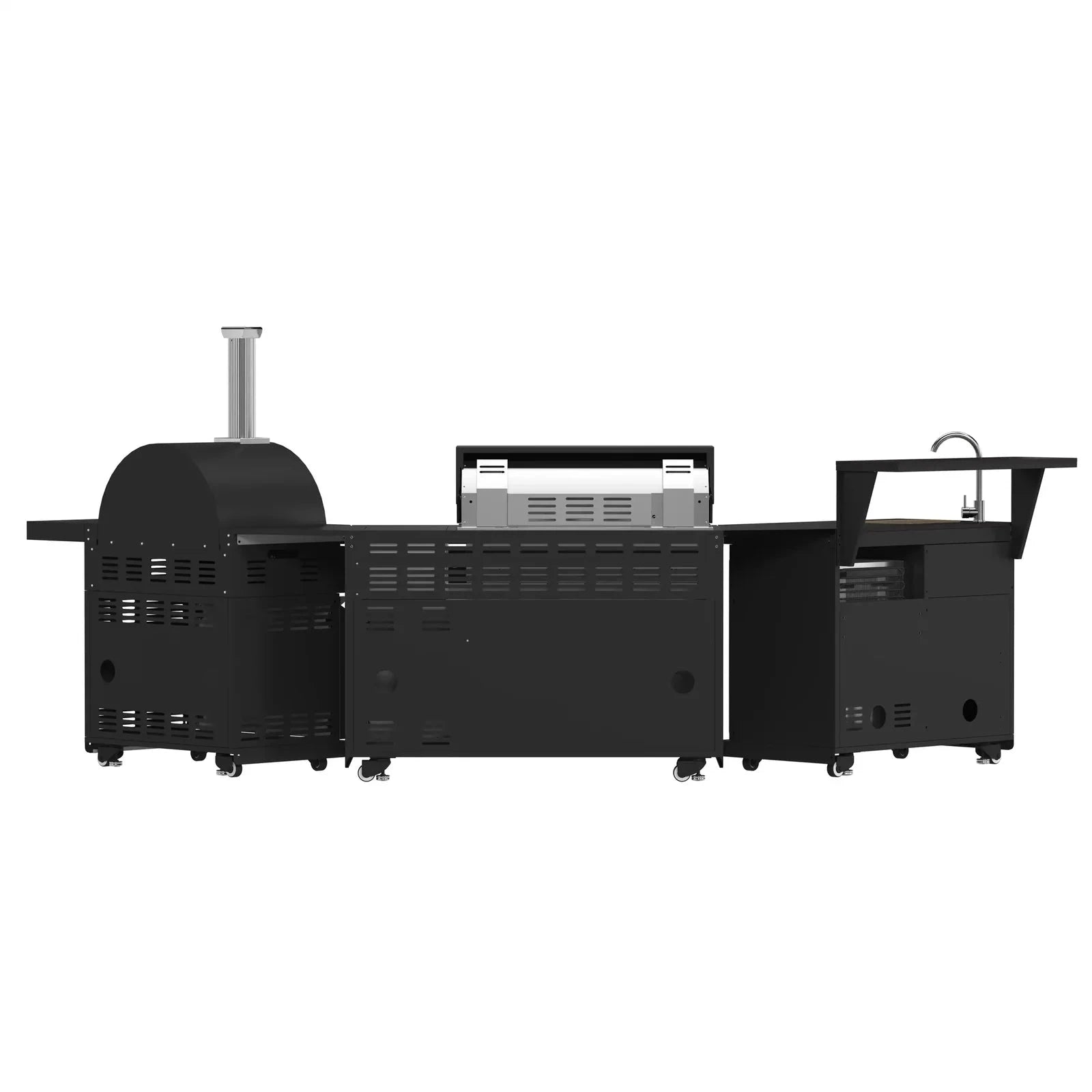 Forno All'Aperto Outdoor Kitchen Set FODKT2551BLK - Premium Stainless Steel BBQ Grill Island with Side Burner & Storage - Perfect for Backyard, Patio, and Poolside Entertaining