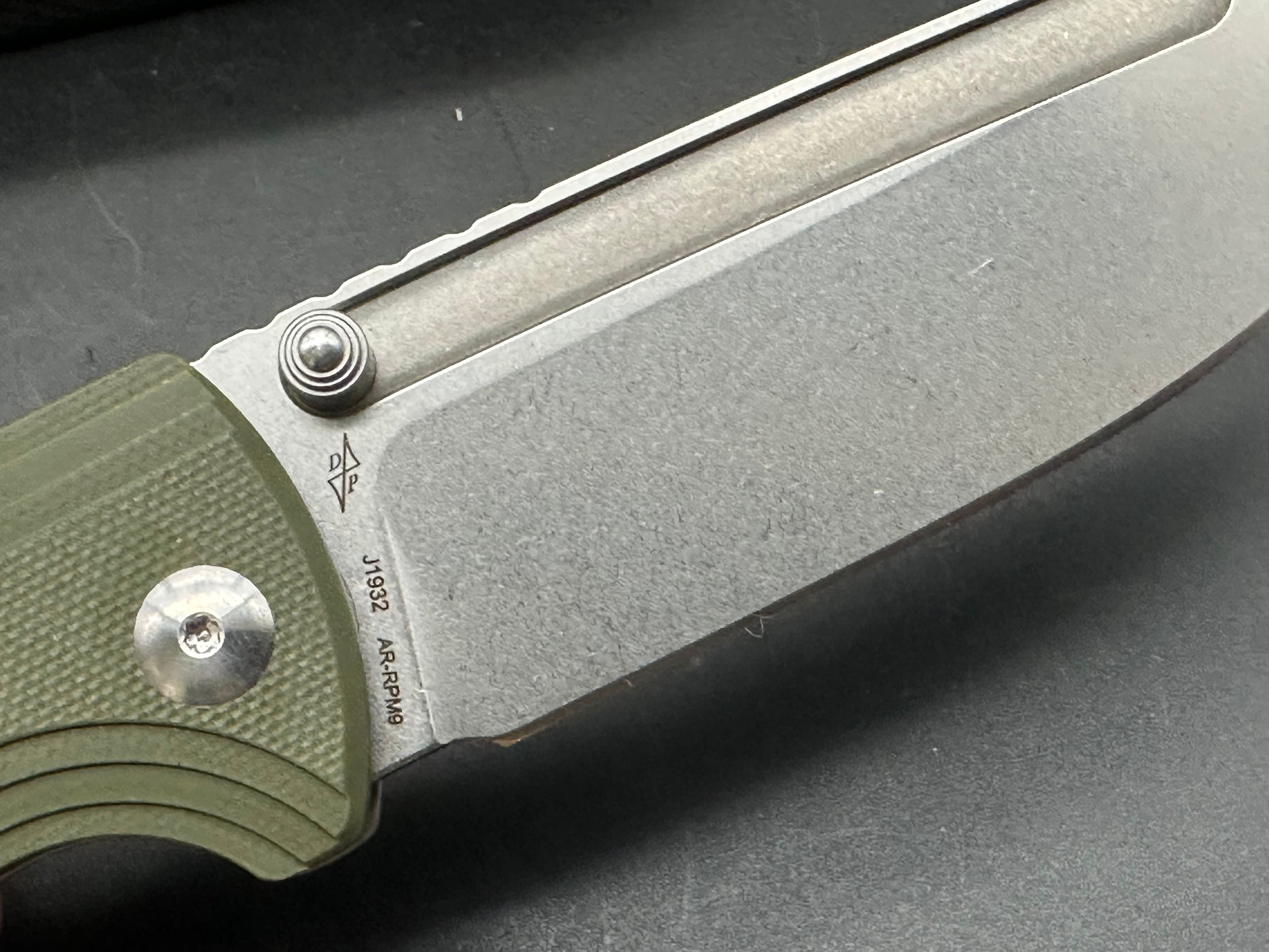 CJRB RESOURCE Folding Knife - Green G10 Handle, AR-RPM9 Steel Blade - EDC Pocket Knife for Camping, Hiking & Outdoor Adventures