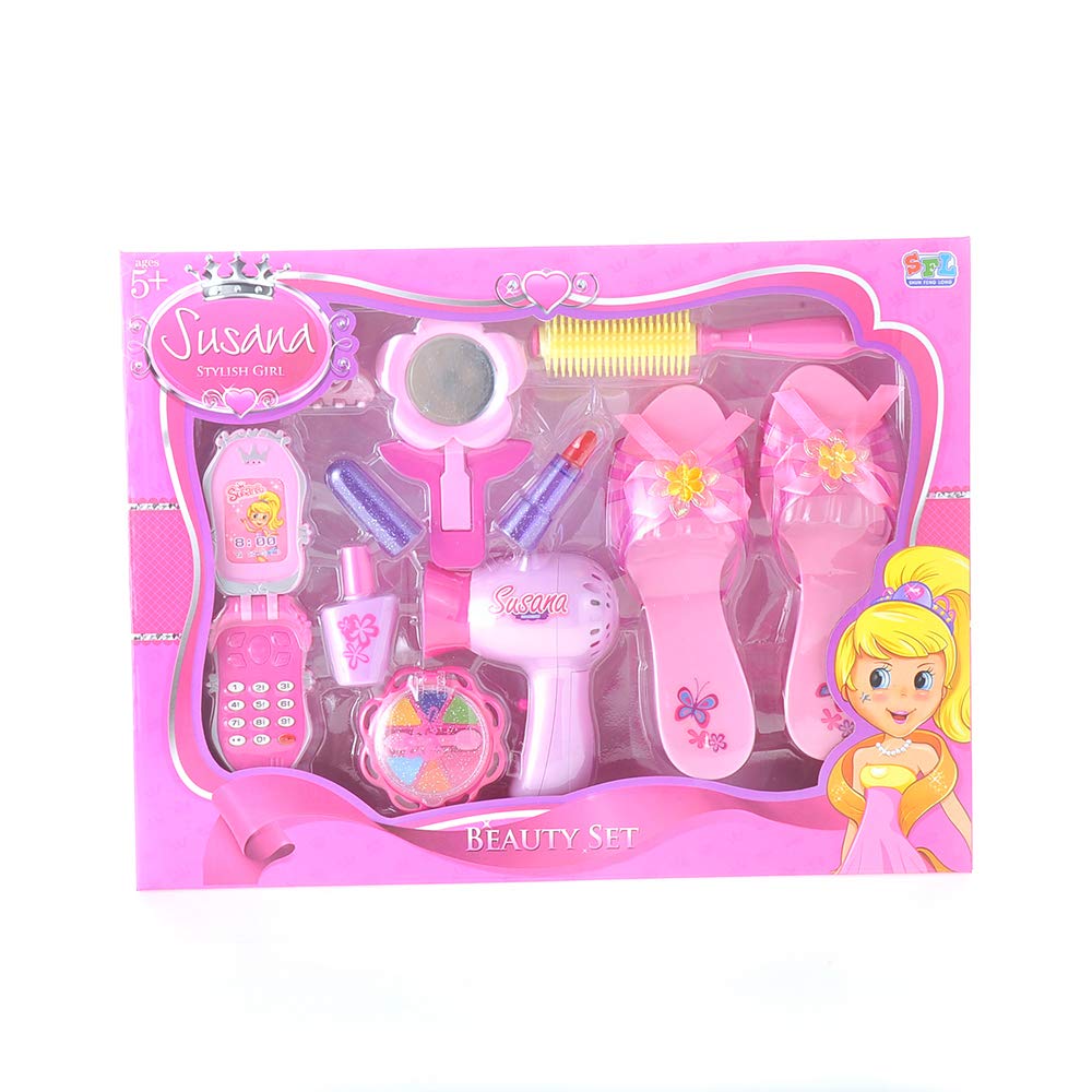 Stylish Little Princess Dress Up Beauty Play Set - Realistic Pretend Play Toy with Hair Dryer, Shoes & Makeup | Pink Fashion Kit for Girls Ages 4-8 | Perfect Gift for Birthday & Role Play | Great for Dress-Up Parties, Pretend Play & Imaginative Fun