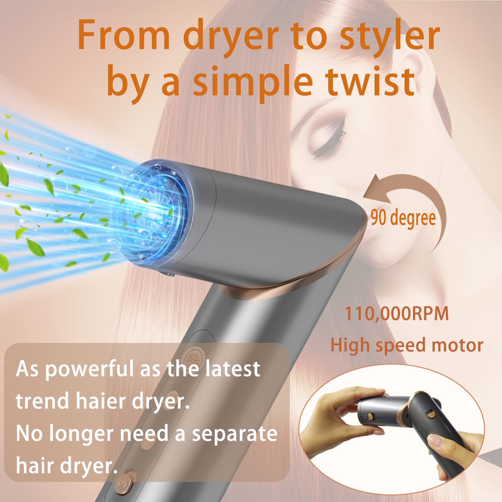 8 in 1 Hair Wrap Air Styler - Flex Magic Air Curler, Hot Air Brush & Dryer Combo | Auto Wrap Styler for Curly, Wavy & Straight Hair | Perfect for Home, Salon & Travel (Gray)