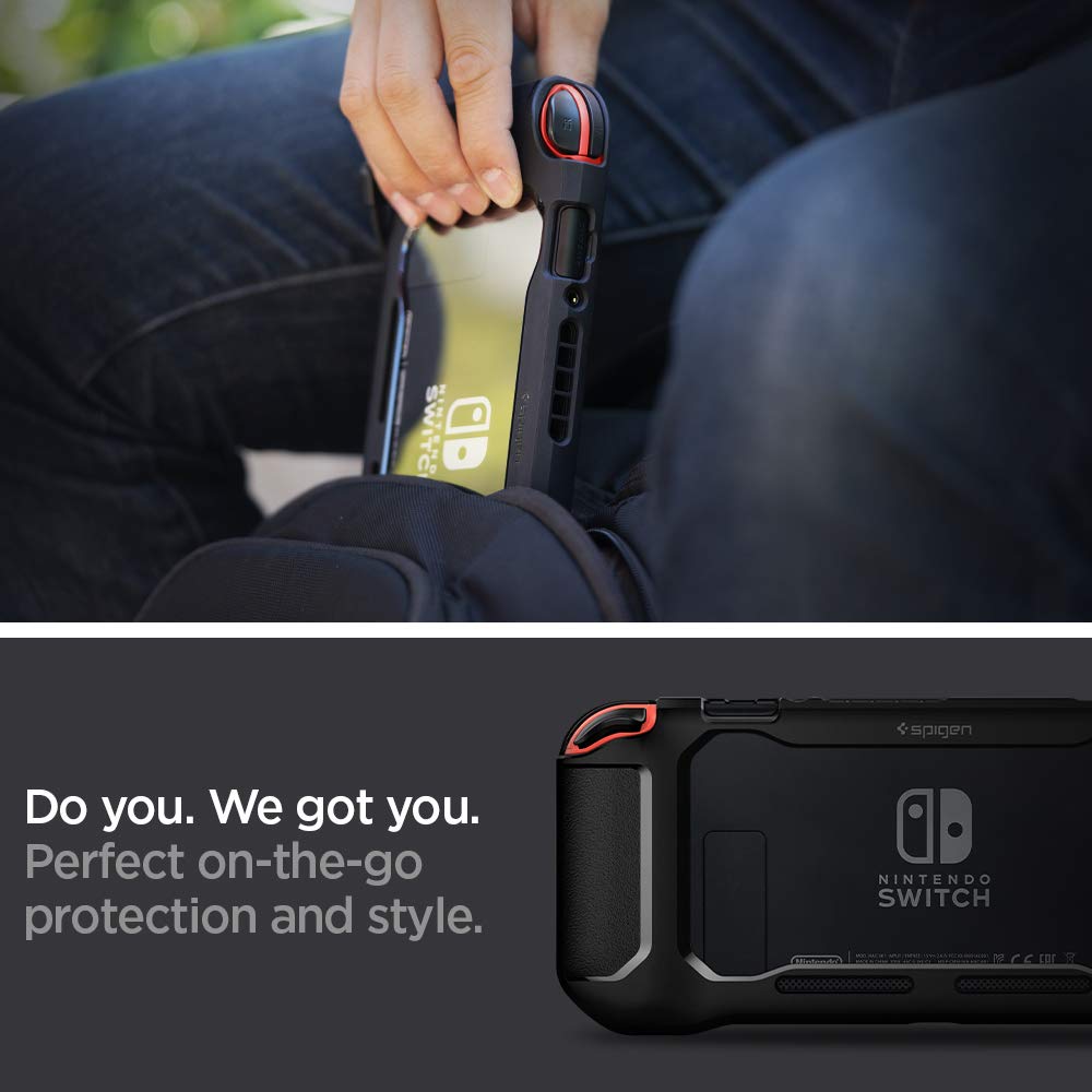 Spigen Rugged Armor Case for Nintendo Switch - Matte Black Protective Cover | Durable Shockproof Gaming Case for Travel & Home Use