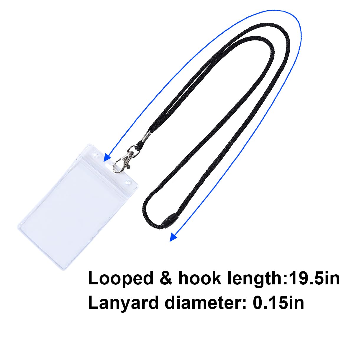 Durable Nylon Round Cord Lanyard with Detachable Breakaway Safety Buckle & Metal Clasp - Waterproof ID Badge Card Holder for Work, Events, Conventions and School