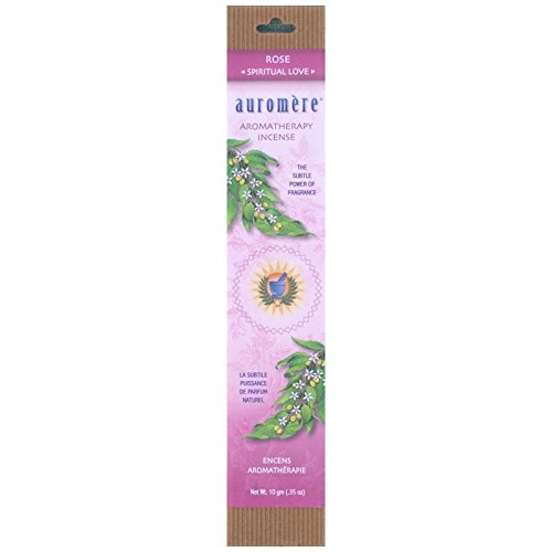 Auromere Aromatherapy Incense Rose - 12 Sticks Natural Herbal Incense for Relaxation, Meditation & Stress Relief - Perfect for Yoga, Spa & Home Fragrance