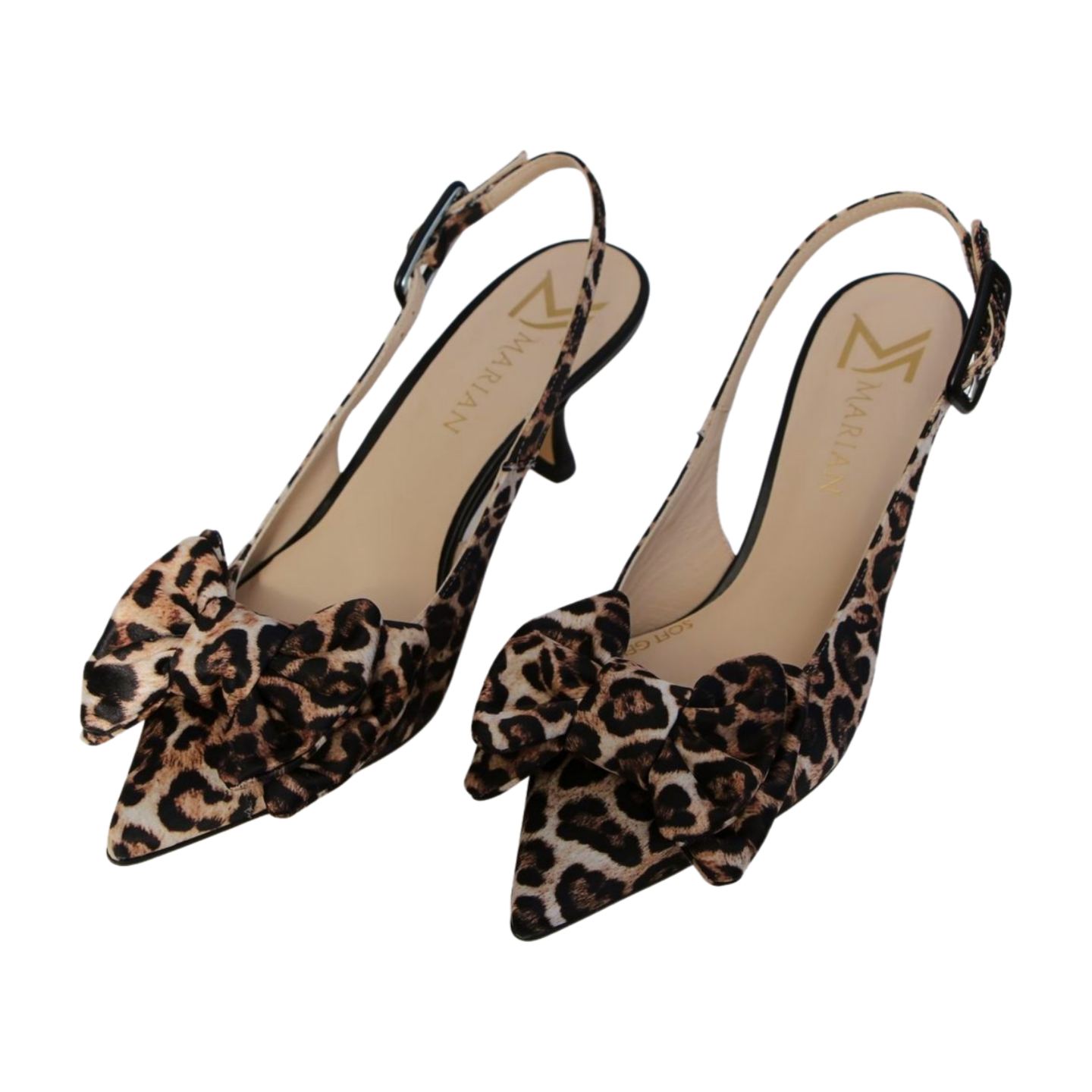 MARIAN Women's Leopard Print Slingback Heels with Bow - Stylish Dress Shoes for Party, Wedding & Evening Occasions