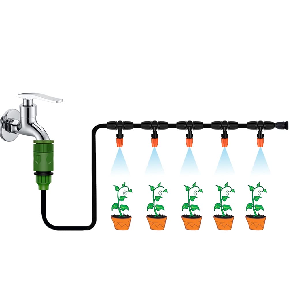 BBGS Misting Nozzles Micro Drip Irrigation Kit - Automatic Watering System with Adjustable Drippers for Greenhouse, Garden, Plant Flower Bed (20m, Style 4) | Perfect for Water Conservation & Efficient Plant Care