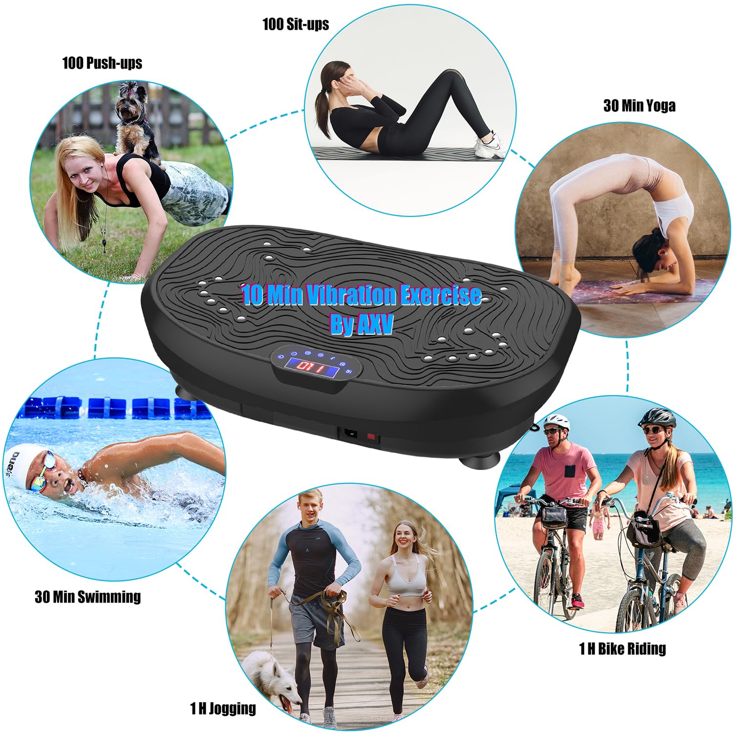 AXV Vibration Plate Exercise Machine - Whole Body Workout Platform for Weight Loss, Toning & Fitness | Power Vibration Technology for Home Gym & Wellness | Perfect for Small Spaces, Post-Workout Recovery & Senior Exercise