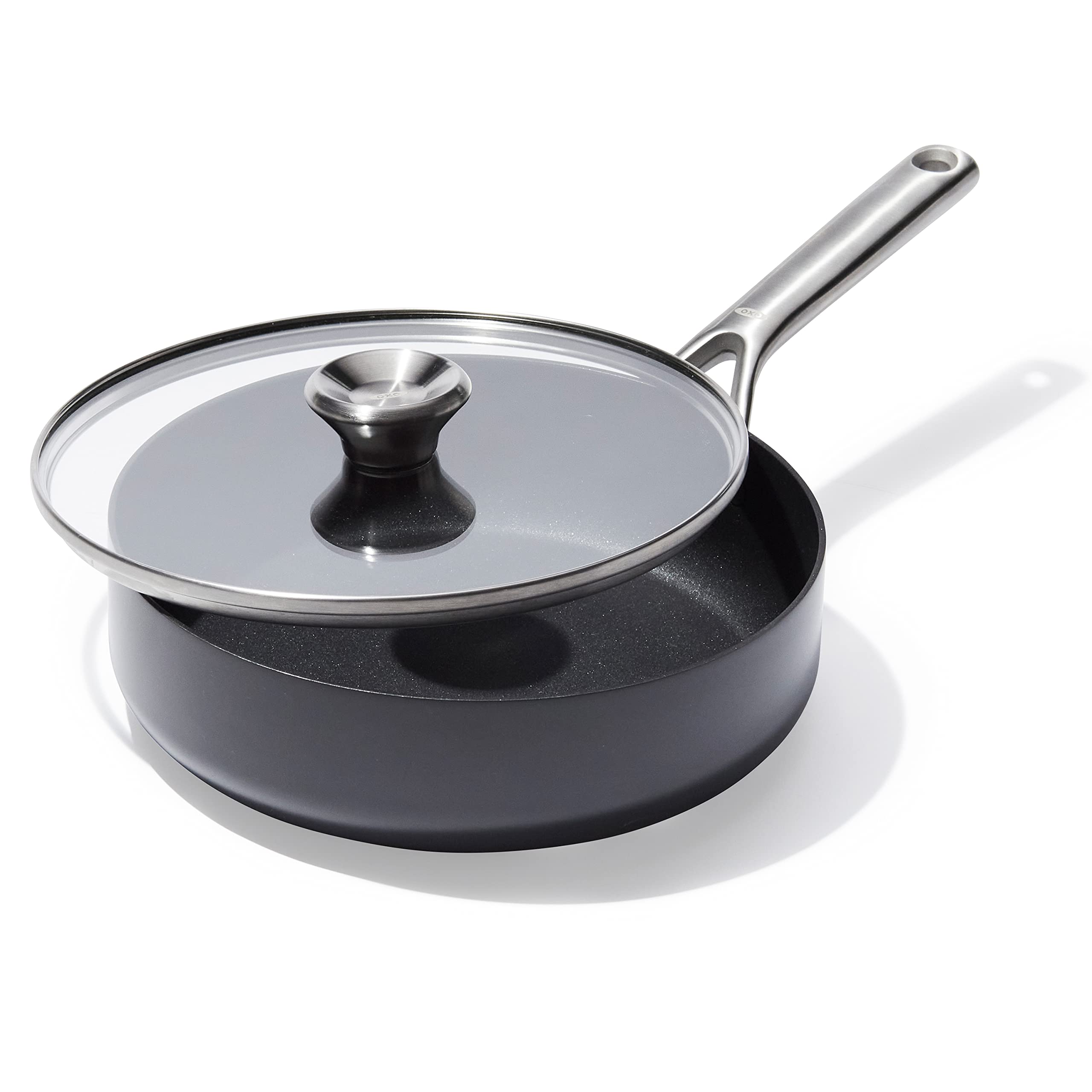 OXO Professional 3QT Saute Pan with Lid - Hard Anodized Ceramic Nonstick Cookware, PFAS-Free, Induction Compatible, Diamond Reinforced Coating - Perfect for Searing, Sauteing & Oven Cooking | Dishwasher Safe & Oven Safe Up to 500°F | Ideal for Home Chefs & Professional Kitchens