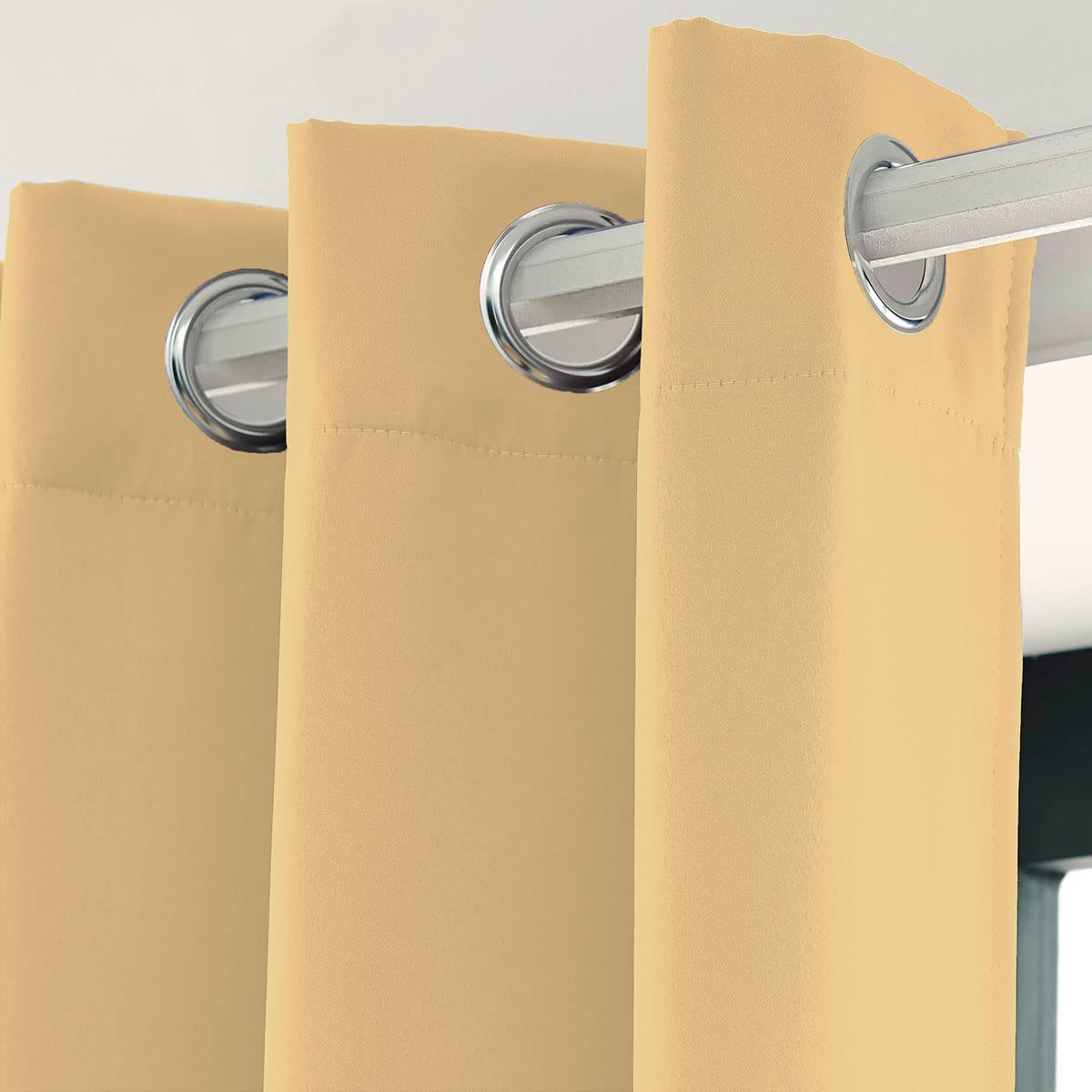 LA PALMA Blackout Thermal Insulated Curtains for Bedroom & Living Room - Noise Reducing, Energy Efficient Window Drapes with Grommet Top (Set of 2 Panels) - Perfect for Home Theater, Nursery & Light Sleepers