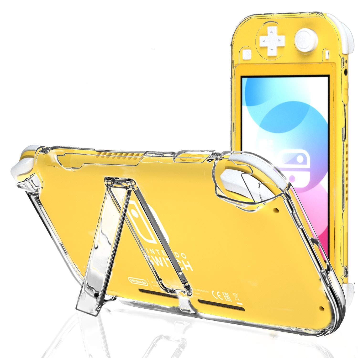 Premium Clear Hard Protective Case for Nintendo Switch Lite with Built-in Kickstand | Shockproof Cover for Gaming | Perfect for Travel, Home & On-the-Go Play