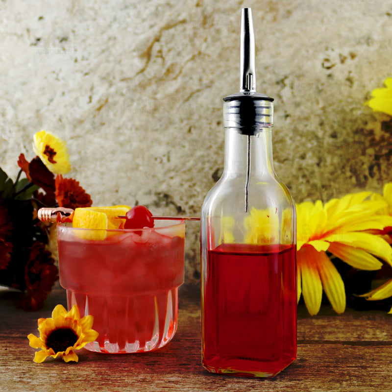 BarConic® Antique Glass Bottle - 6oz Oil and Vinegar Dispenser with Pour Spout - Perfect for Kitchen, Salad Dressing & Cocktail Mixing