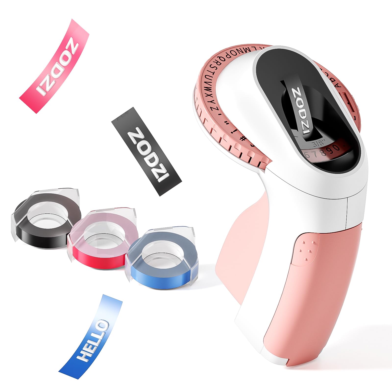 Vintage Embossing Label Maker Machine with 9mm 3-Roll Tapes - Portable Handheld Embossed Labeler for Home, Office, DIY Crafts & Organization (Pink) | Perfect for Scrapbooking, Pantry Labeling & School Supplies