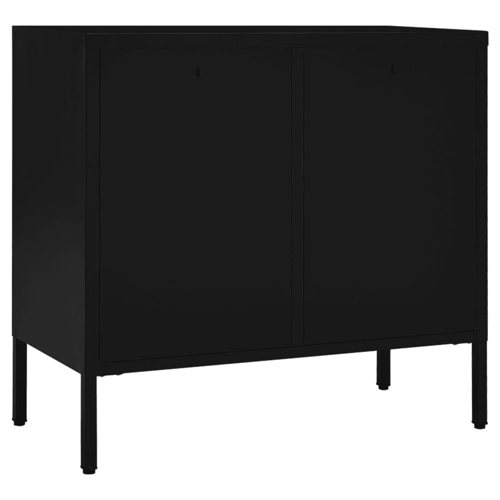 FAMIROSA Modern Black Steel Sideboard with 3 Drawers & Adjustable Shelf - 29.5