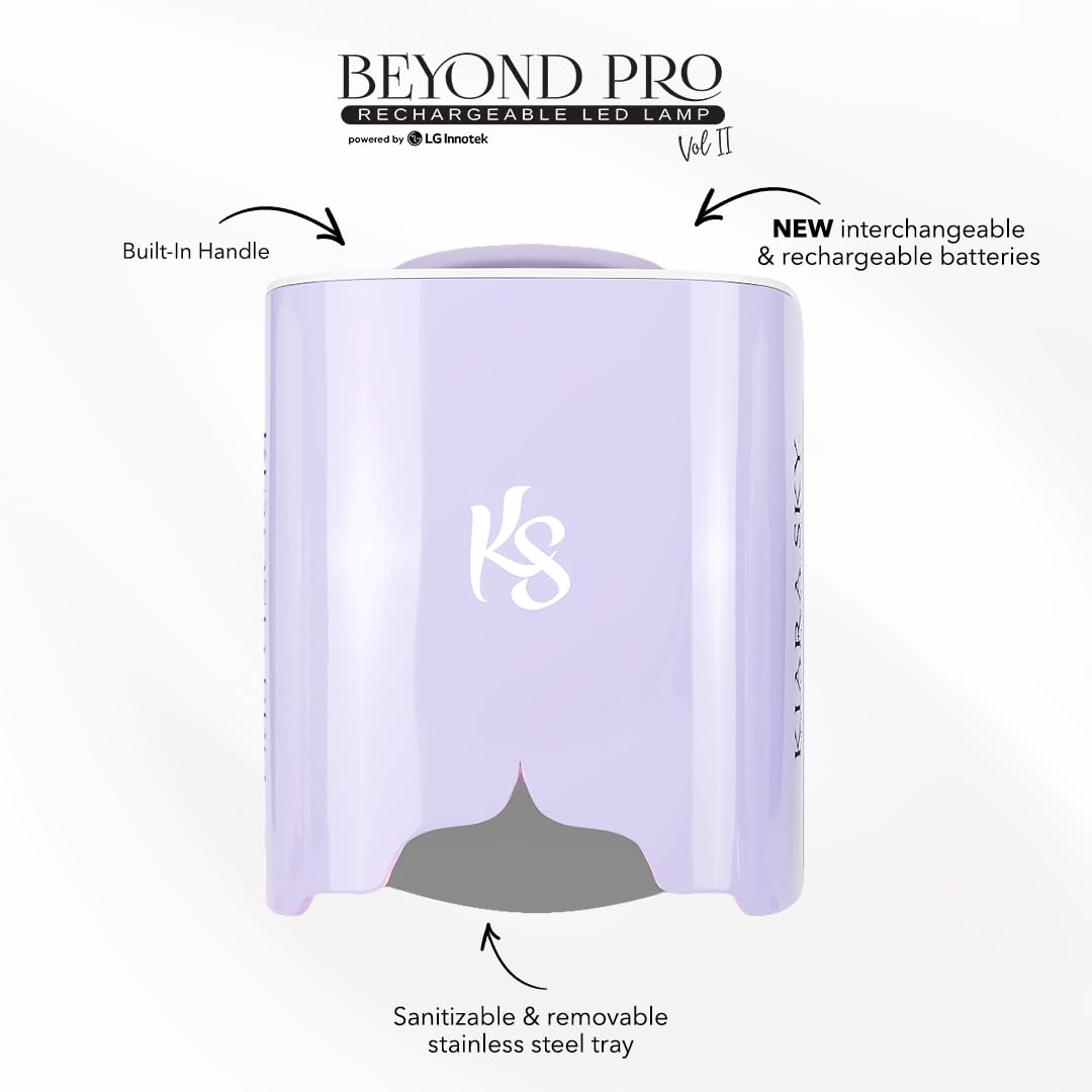 KIARA SKY Beyond Pro Rechargeable LED Nail Lamp for Gel Polish - Vol II (Lavender) | Fast Curing, Professional Salon Quality | Perfect for Home Manicures & Nail Art