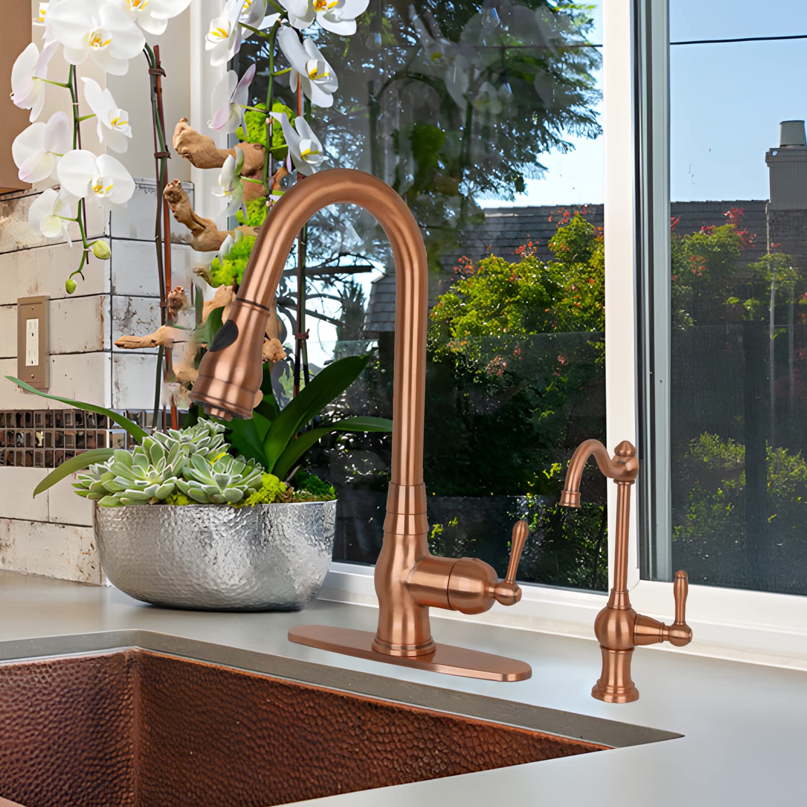 **Akicon Copper Kitchen Water Filter Faucet - 100% Lead-Free Brass Body, Fits Most Reverse Osmosis & Water Filtration Systems (Non-Air Gap, Cold Water Only) - Perfect for Clean Drinking Water in Homes & Offices**