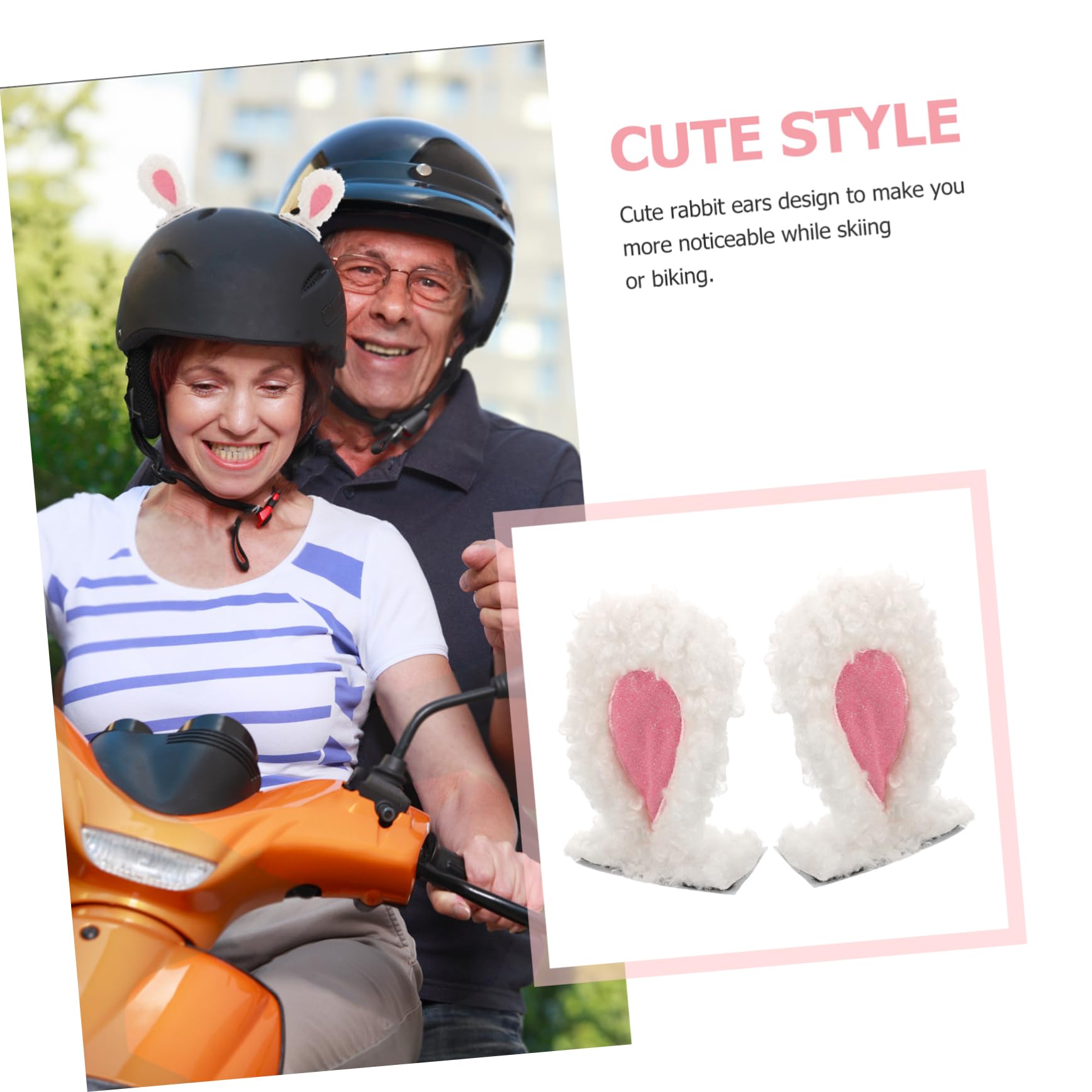 SKISUNO Motorcycle Helmet Ears Accessories - Cute Rabbit Ear Decor for Boys, Girls & Adults - Perfect for Bike Rides, Costume Parties & Cosplay Events