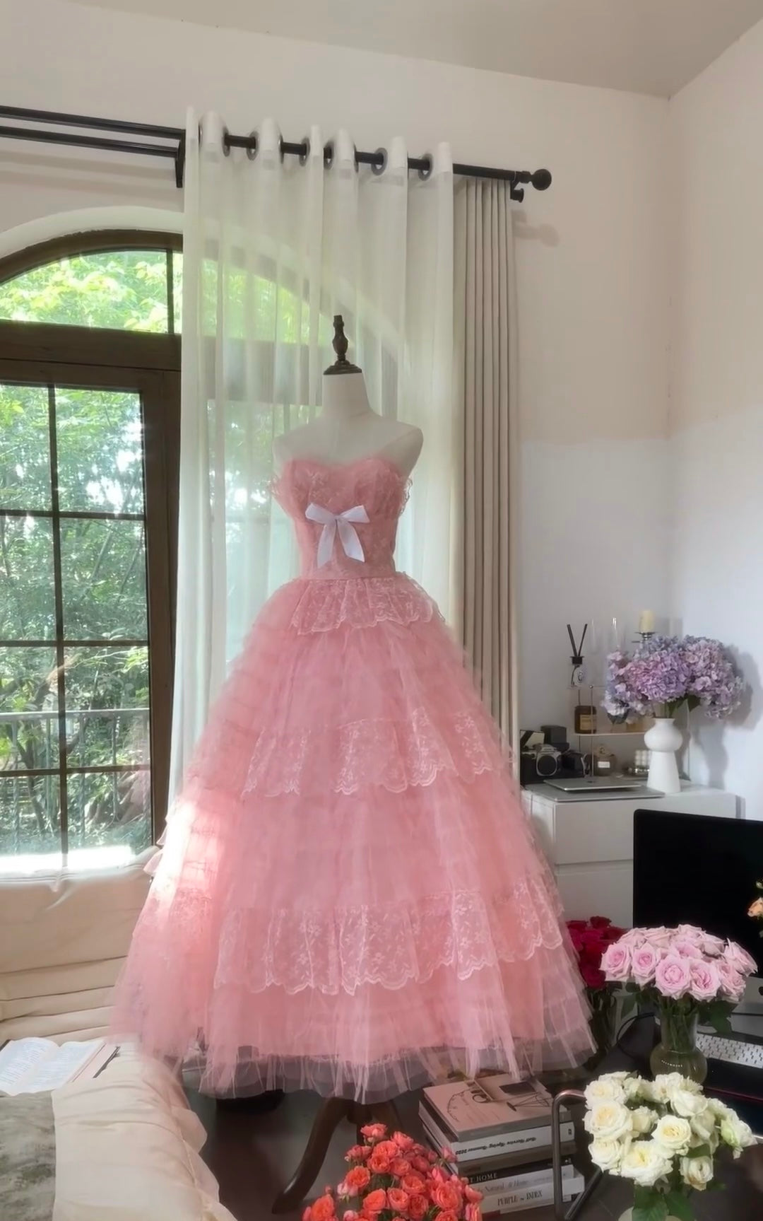 Elegant A-Line Pink Prom Dress with Tulle & Lace - Sweet 16 Birthday Party Gown J6552 | Perfect for Quinceañera, Homecoming, Formal Dances & Special Occasions