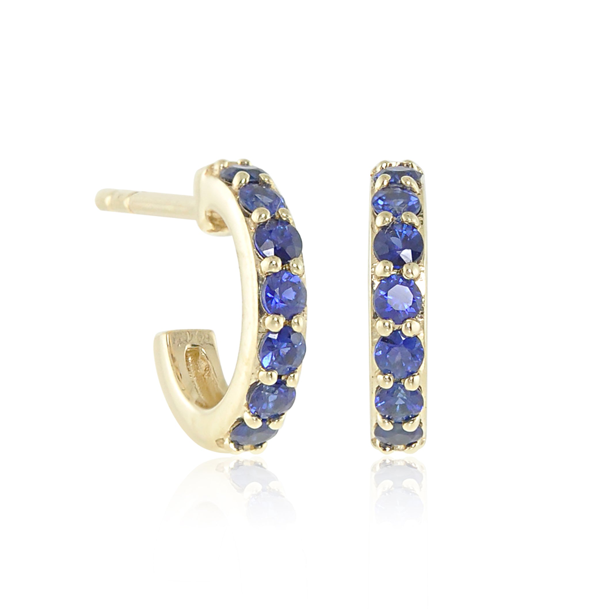 Sapphire Huggie Hoop Earrings for Women - 14K Gold Plated Small Huggie Earrings for Daily Wear, Gift Giving & Special Occasions