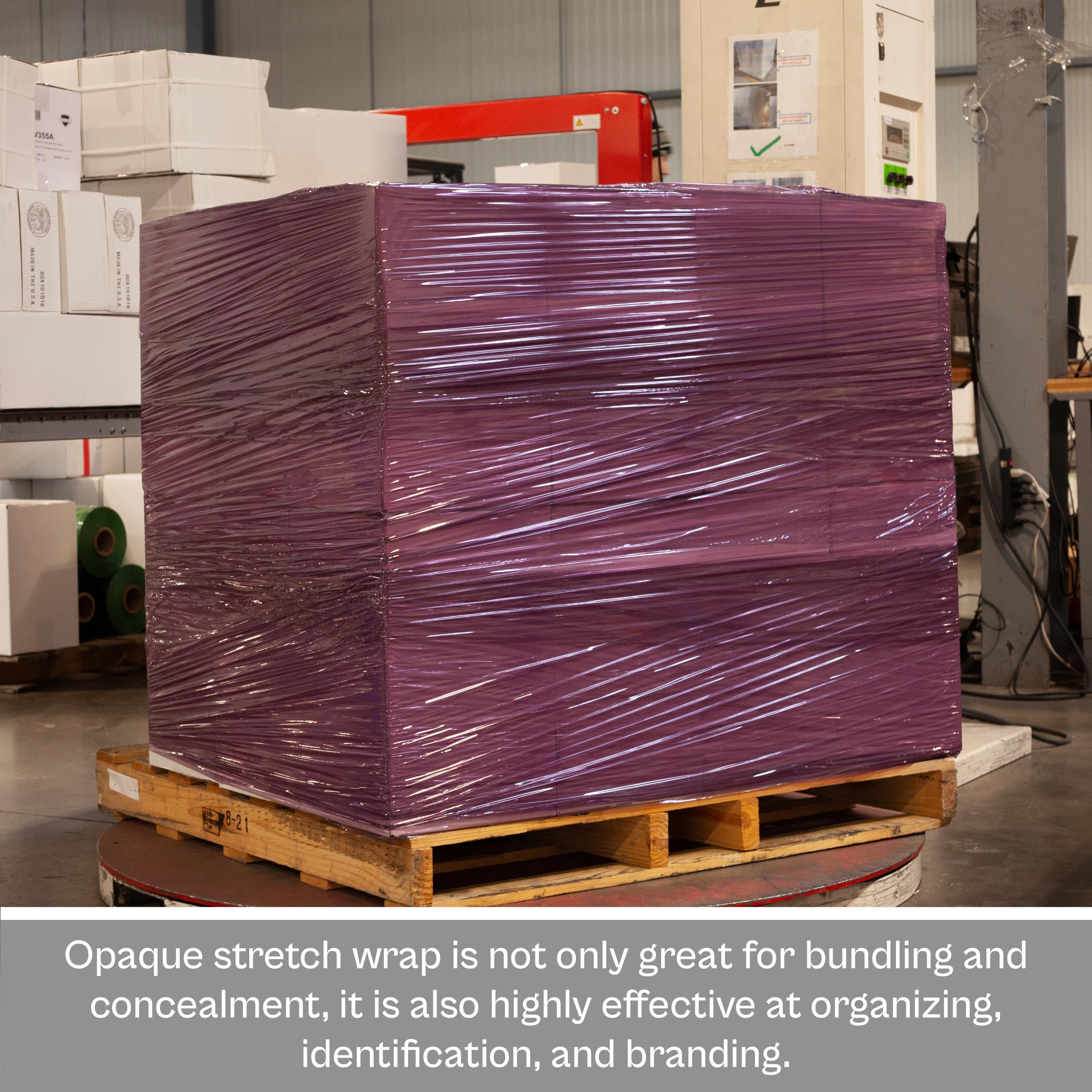 PSBM 4 Pack Purple Stretch Wrap with Handles - 20 Inch x 1000 Feet, Dark Opaque Plastic Cling Film with Extended Core Handles | Ideal for Moving, Shipping, Storage & Warehouse Packaging