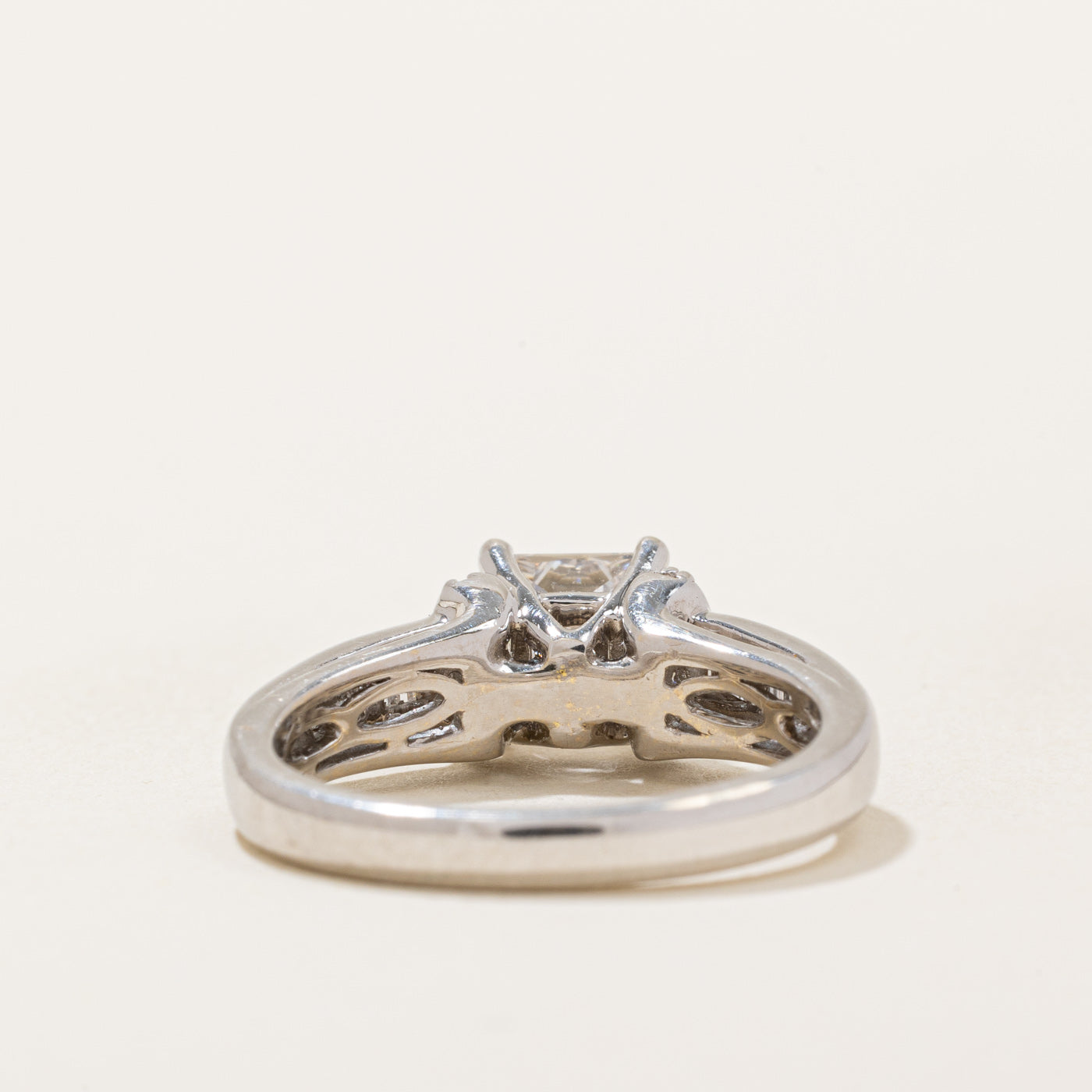 18K White Gold Princess Cut Diamond Engagement Ring 1.01ct Center Stone with 0.28ctw Side Stones | Size 6.5 | Perfect for Proposals, Anniversaries & Wedding Bands
