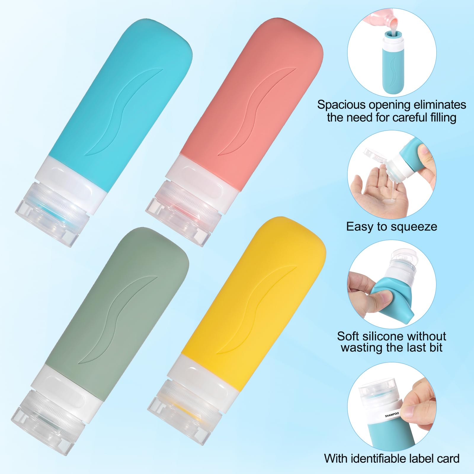 19 Pack Travel Size Toiletries Containers Set - Refillable Leak Proof Perfume Bottles & TSA Approved Clear Toiletry Bag for Women | Perfect for Airplane Carry On, Vacation Essentials & Gym Must Haves
