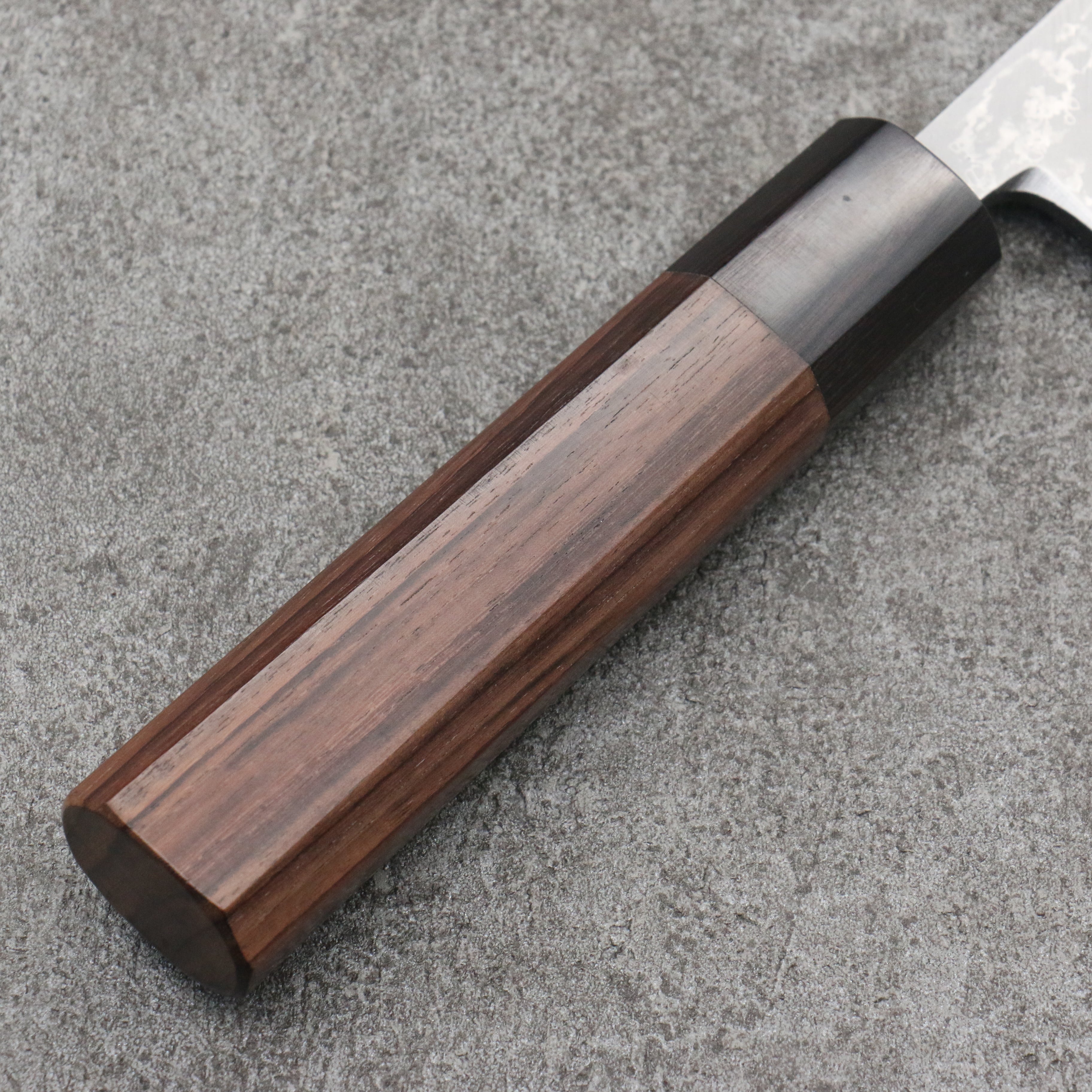 Premium Hideo Kitaoka White Steel No.2 Damascus Mioroshi Deba Knife 210mm with Ebony Handle - Japanese Chef Knife for Sushi, Fish Filleting & Meat Cutting