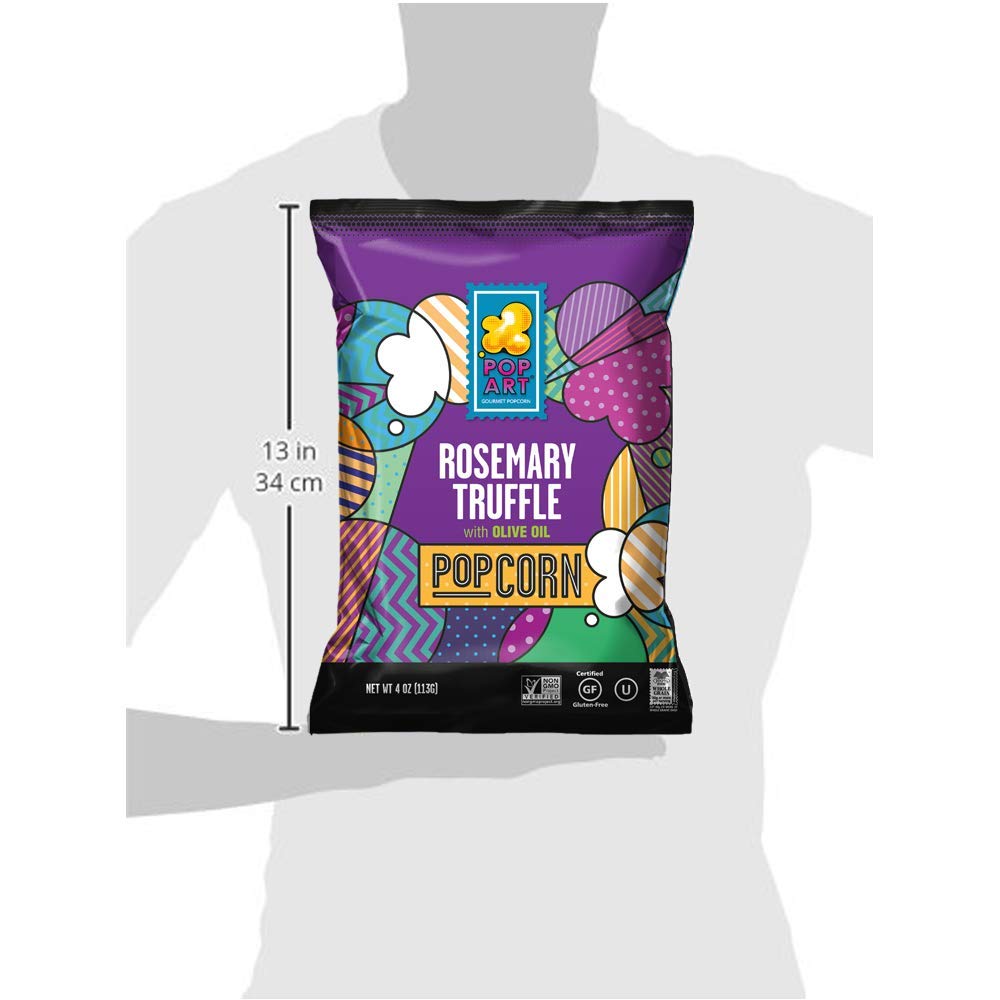 **Gourmet Popcorn - Rosemary Truffle with Olive Oil, Gluten Free Vegan Snack - Healthy Pop Art Snacks for Adults & Kids - Perfect for Movie Night, Parties, Gifts (4.5 oz Single Bag)**
