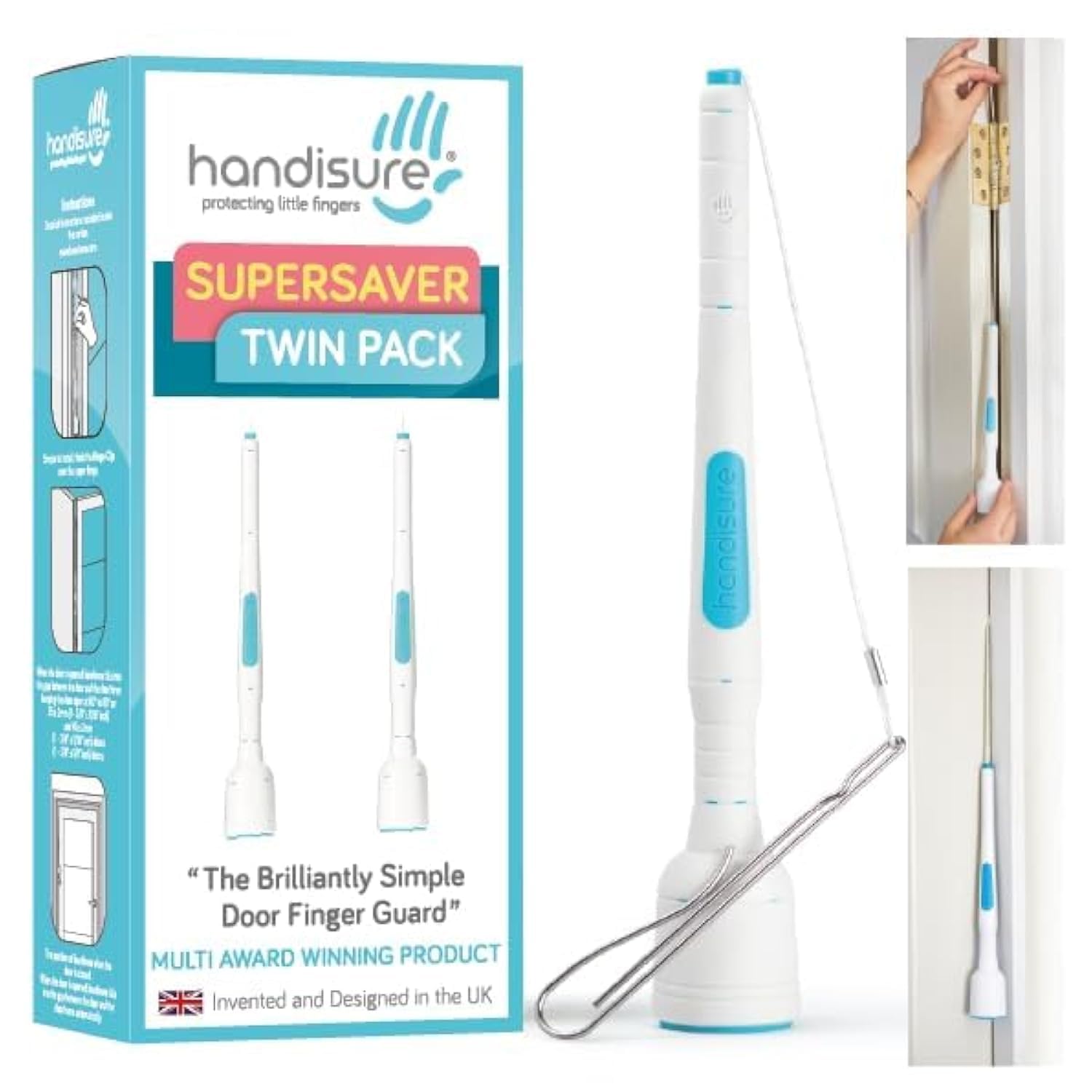 2-in-1 Child Safety Door Pinch Guard - Automatic Hinge & Lock Side Protection - Award-Winning Baby Proof Door Stopper - Easy Installation Finger Guard for Home & Nursery Safety