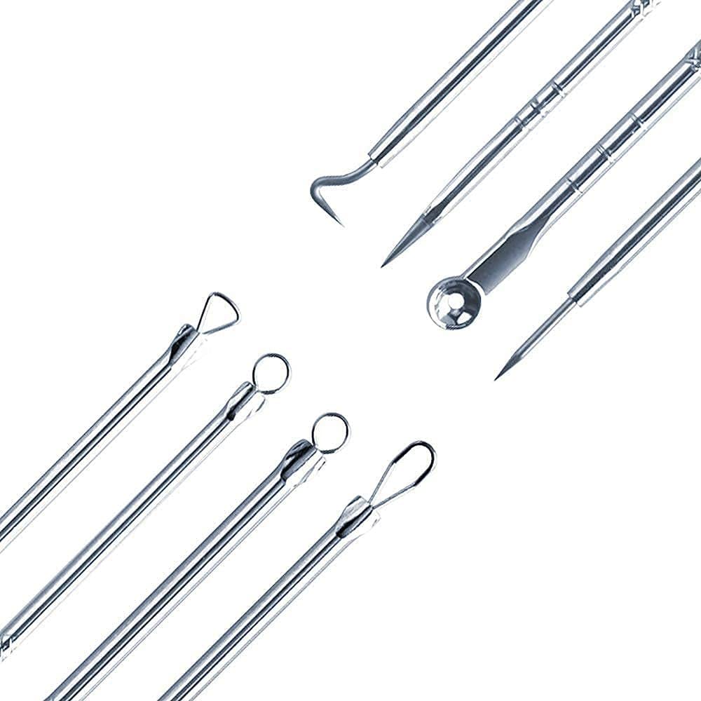 Stainless Steel Blackhead Remover Tool Set - Acne & Pimple Extractor Kit with Blackhead Tweezers & Needles (4-Piece with Plastic Case) - Perfect for Facial Skincare & Blemish Removal at Home