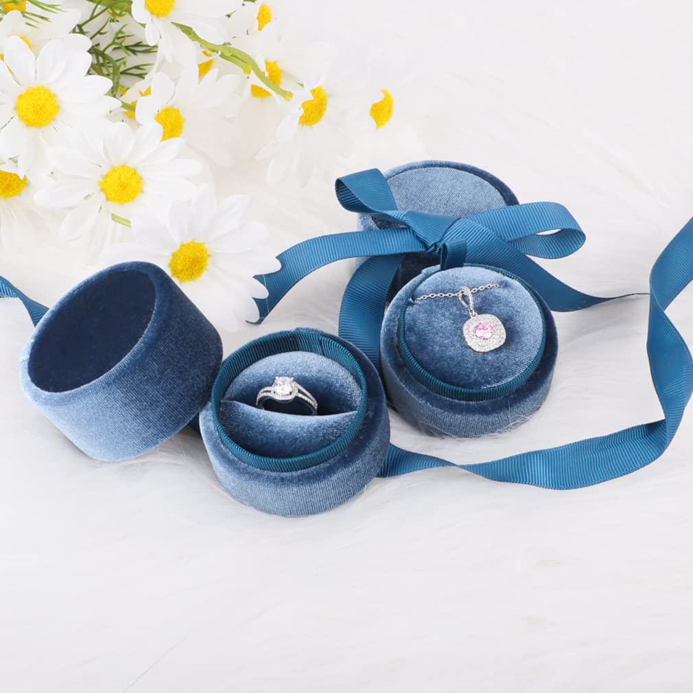 iSuperb 2-Piece Velvet Jewelry Gift Box Set - Ring Box with Ribbon, Earring & Necklace Display Case - Perfect for Wedding, Engagement, Birthday, Christmas & Anniversary Gifts - Jewelry Storage & Decoration Organizer for Special Occasions