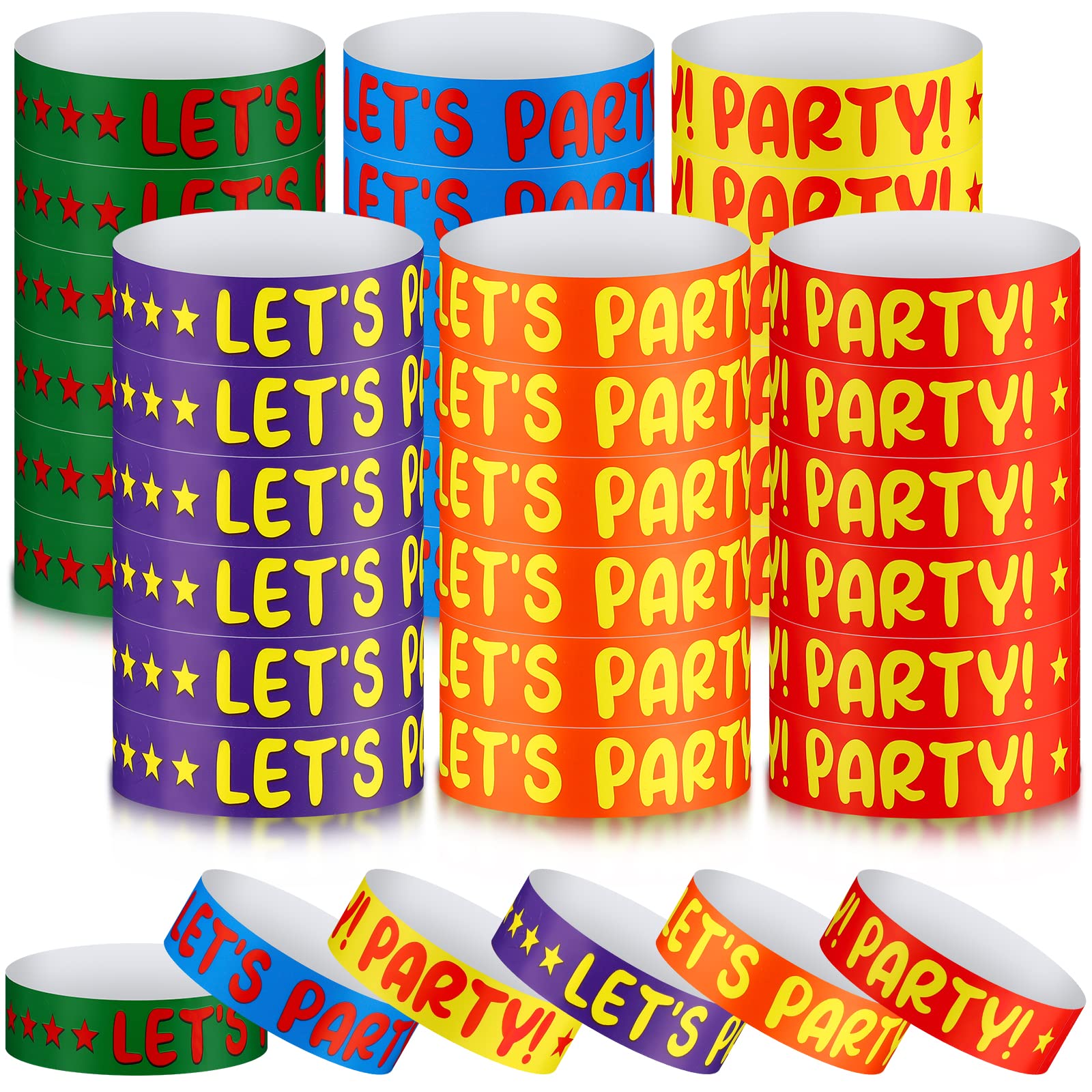 600 Pack Neon Colored Paper Wristbands for Events & Parties - Lightweight, Mixed Colors - Perfect for Concerts, Festivals, Fundraisers & Club Parties