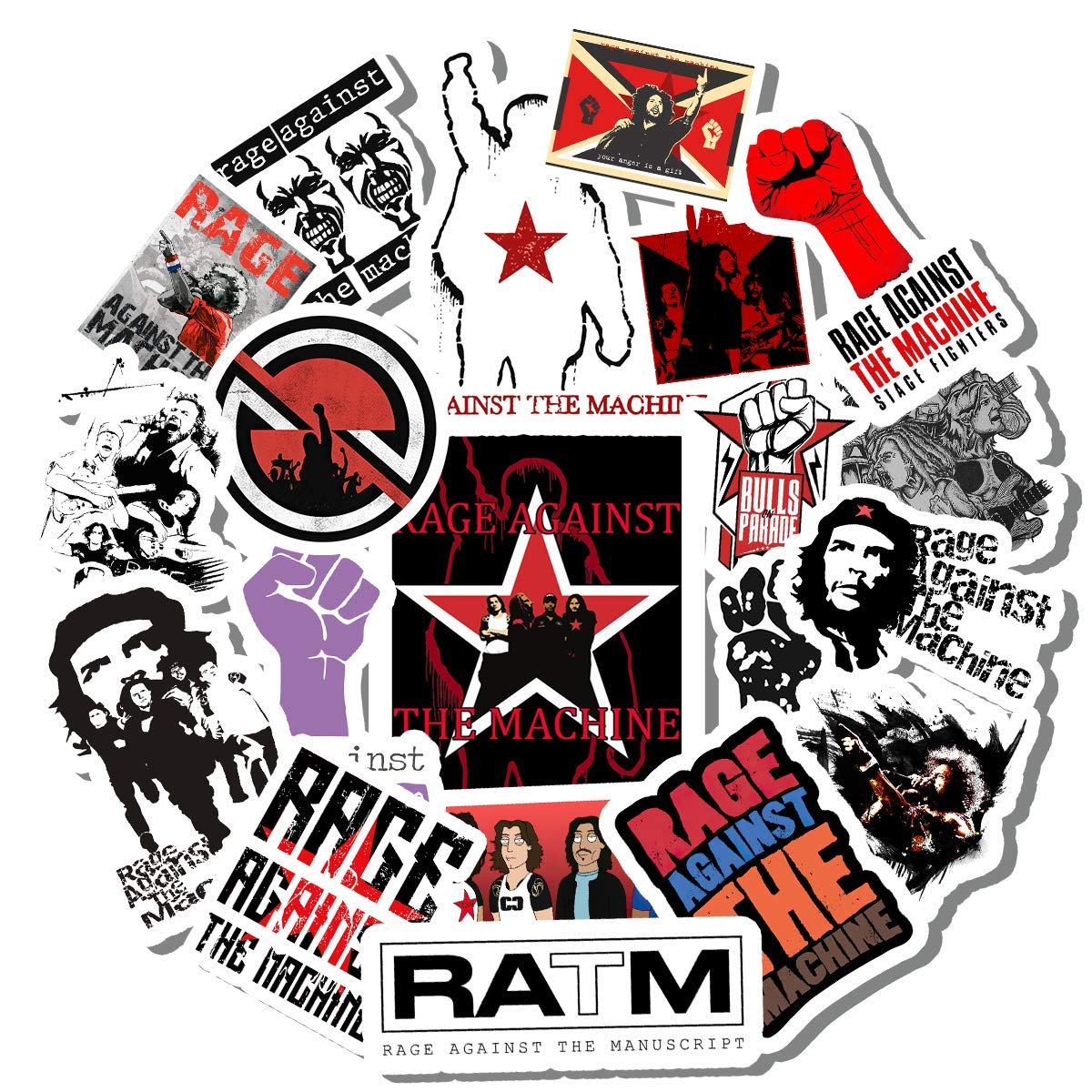 20-Piece RATM Aesthetic Vinyl Sticker Pack - Colorful, Waterproof Decals for Water Bottles, Laptops, Scrapbooking, Luggage, Guitars & Skateboards - Perfect for DIY Crafts, Personalization & Decoration