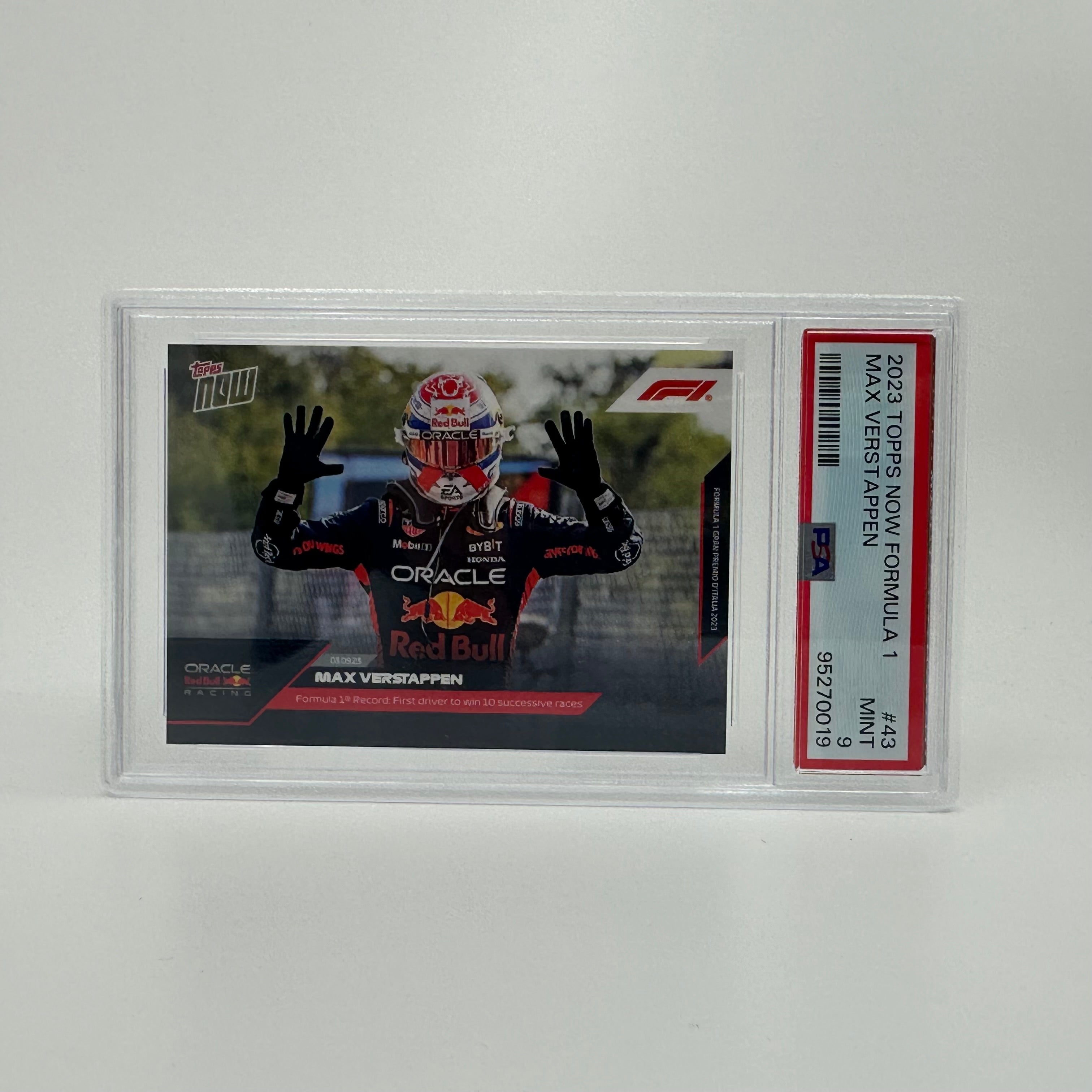 PSA 9 Graded Max Verstappen 2023 Topps Now #43 Formula 1 Trading Card - 10 Wins Season Commemorative Edition - Perfect for F1 Collectors and Racing Fans Display